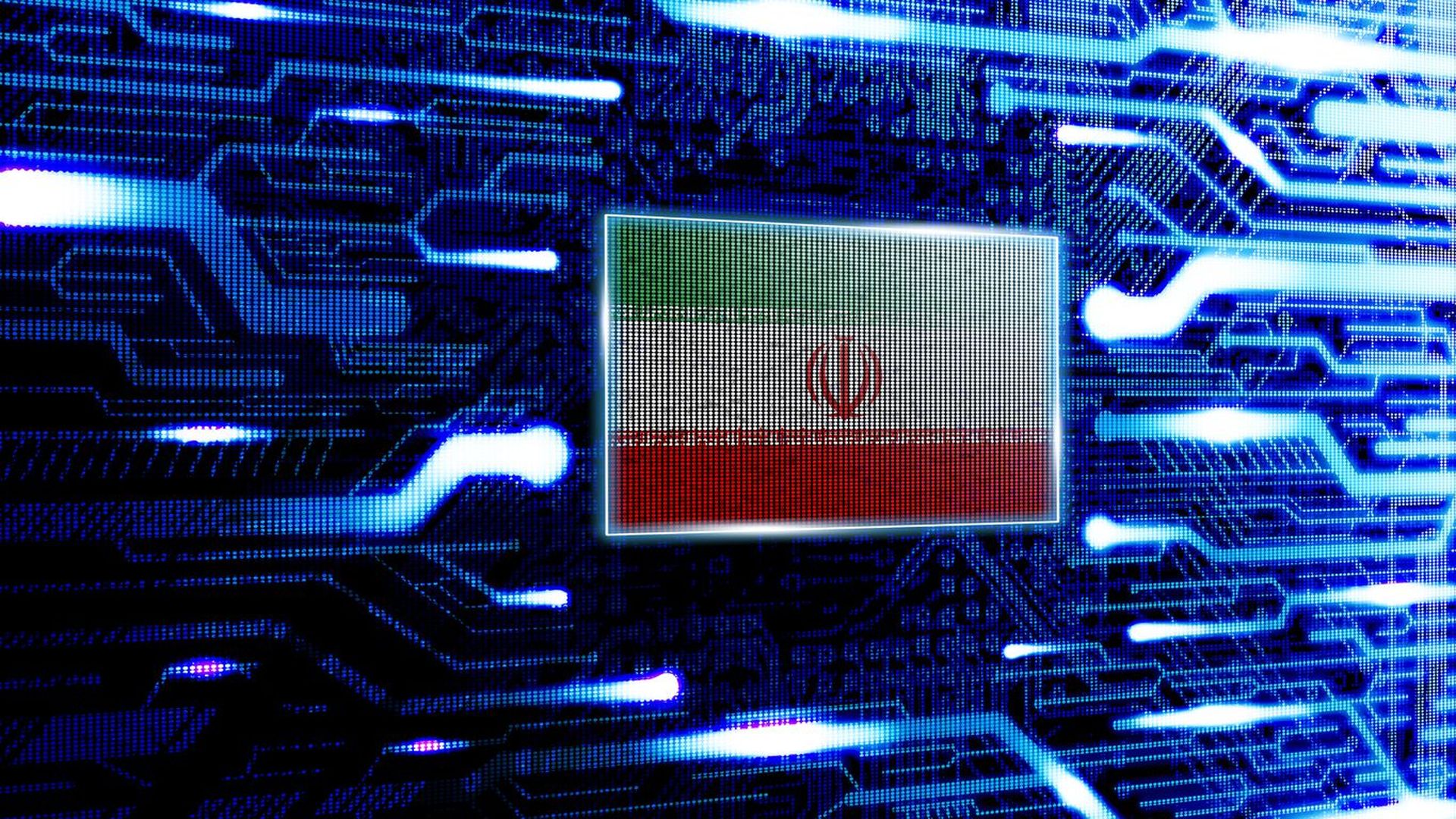 The Iranian flag appears in a futuristic illustration.