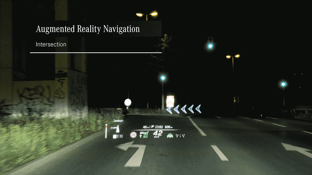 GIF illustration of Mercedes' augmented reality navigation system