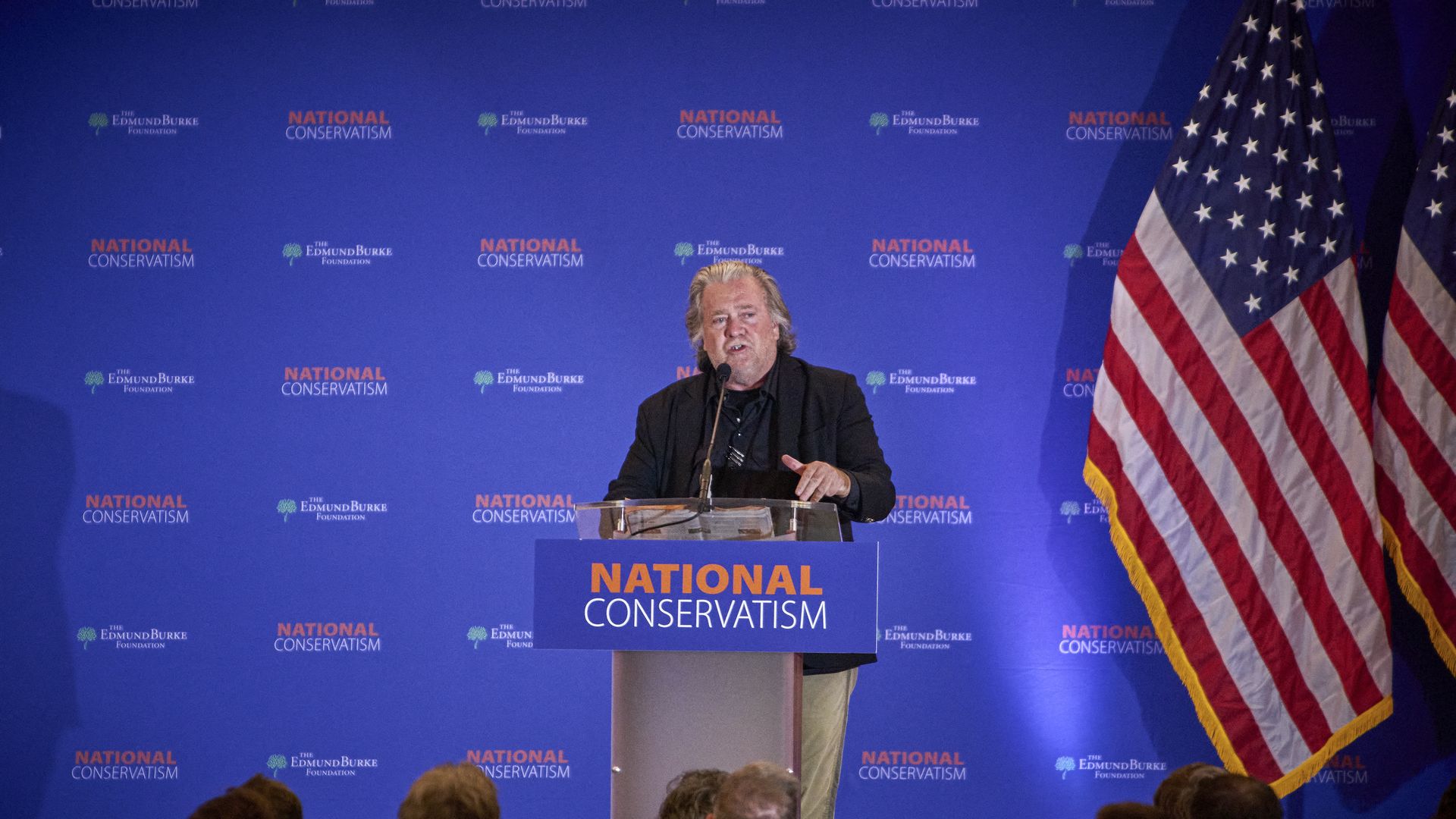 Steve Bannon speaks at the National Conservatism conference on September 4.