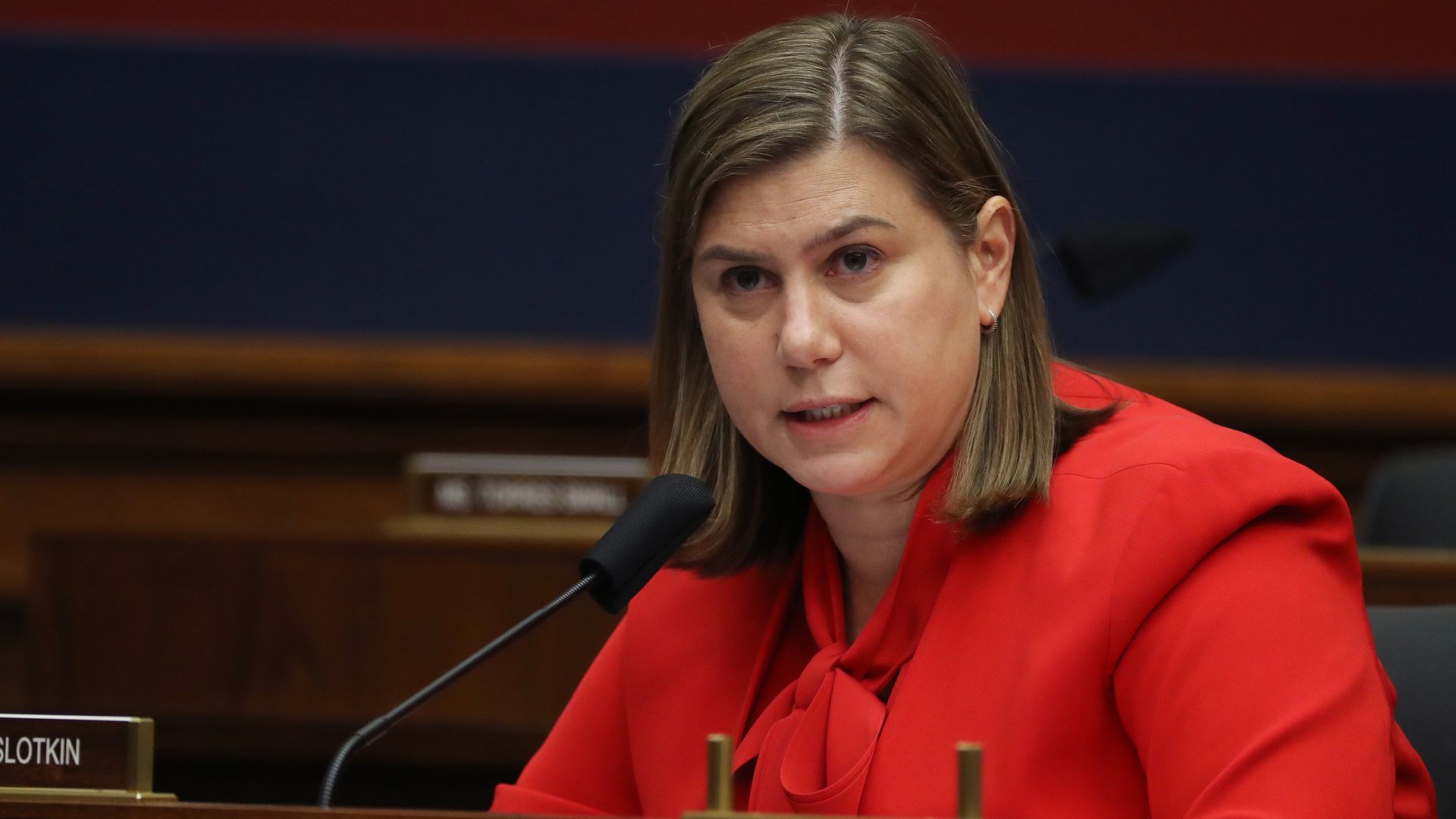 Rep. Elissa Slotkin is seen speaking during a congressional hearing.
