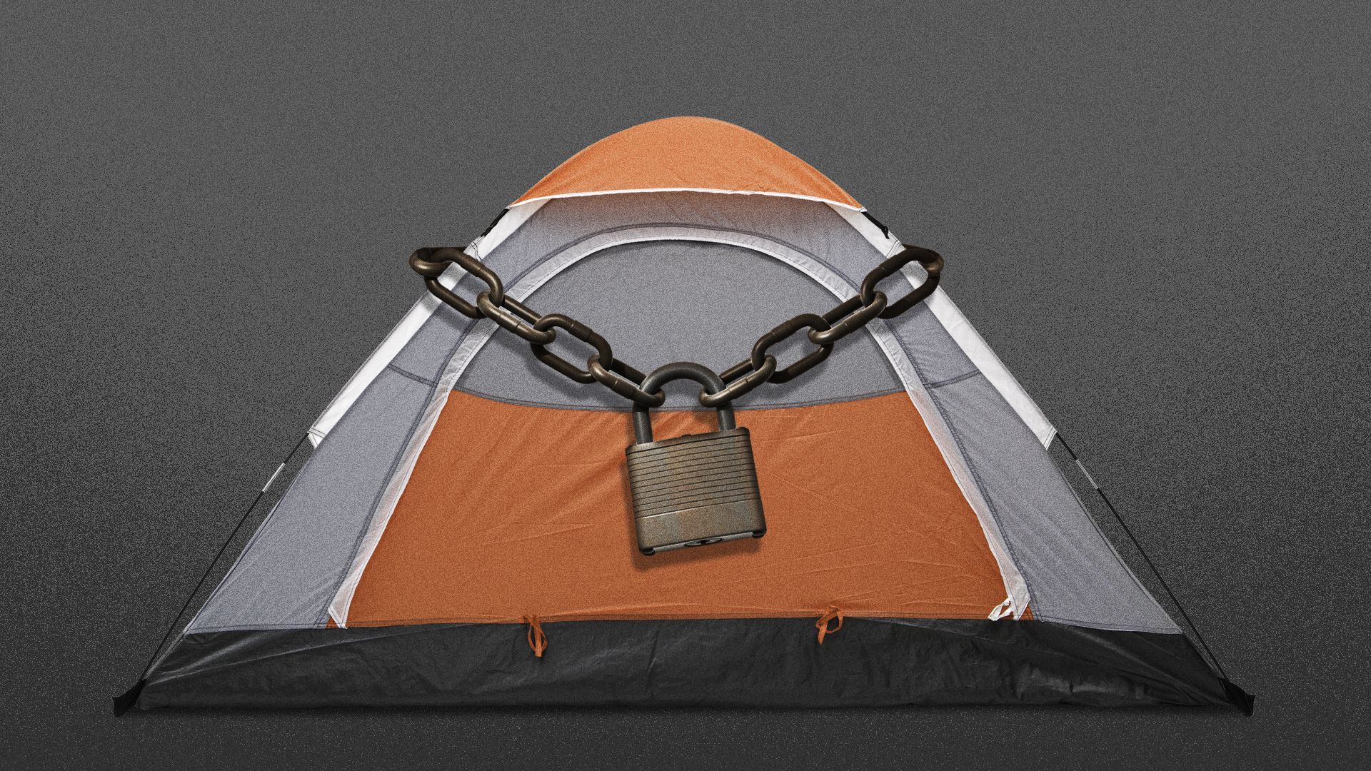 Illustration of a tent with a padlock around it. 