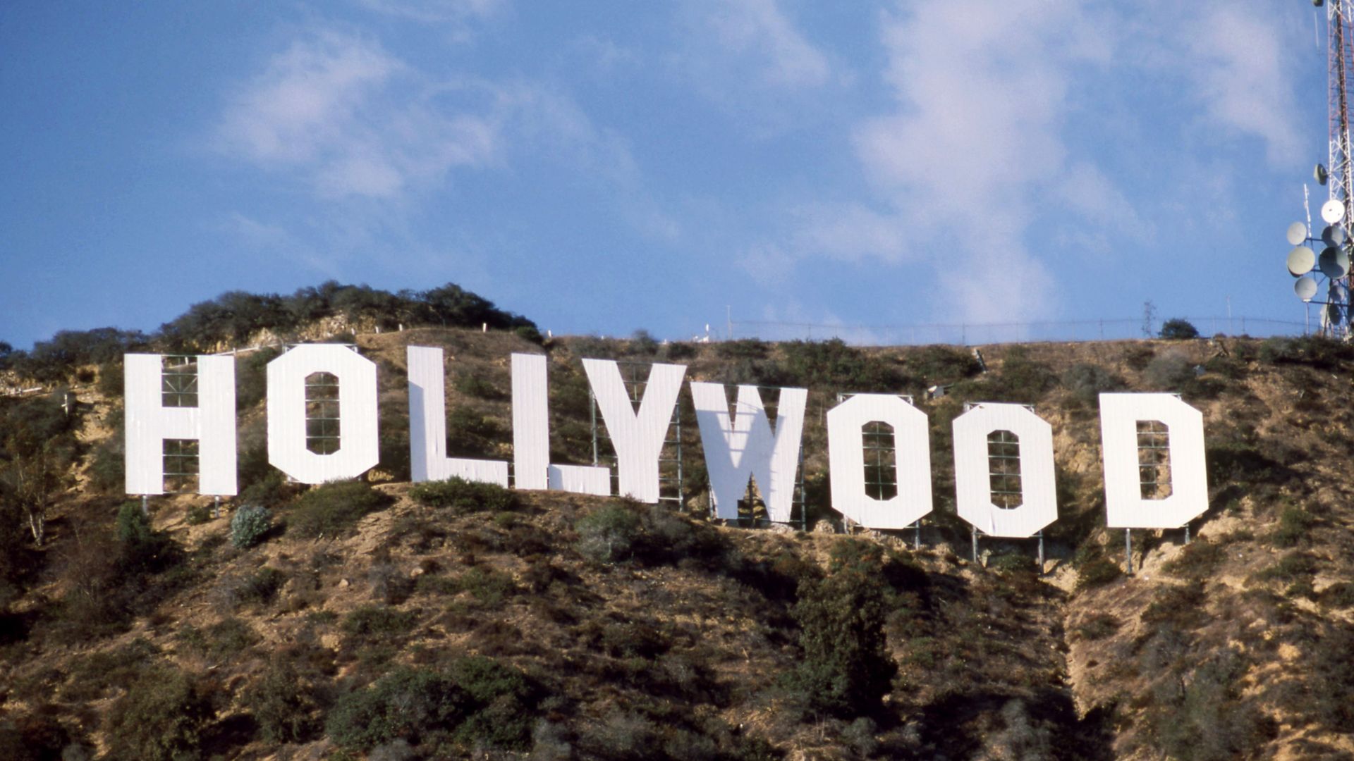 General view of Thomas Fisk Goff's iconic 'Hollywood Sign' atop Mount Lee