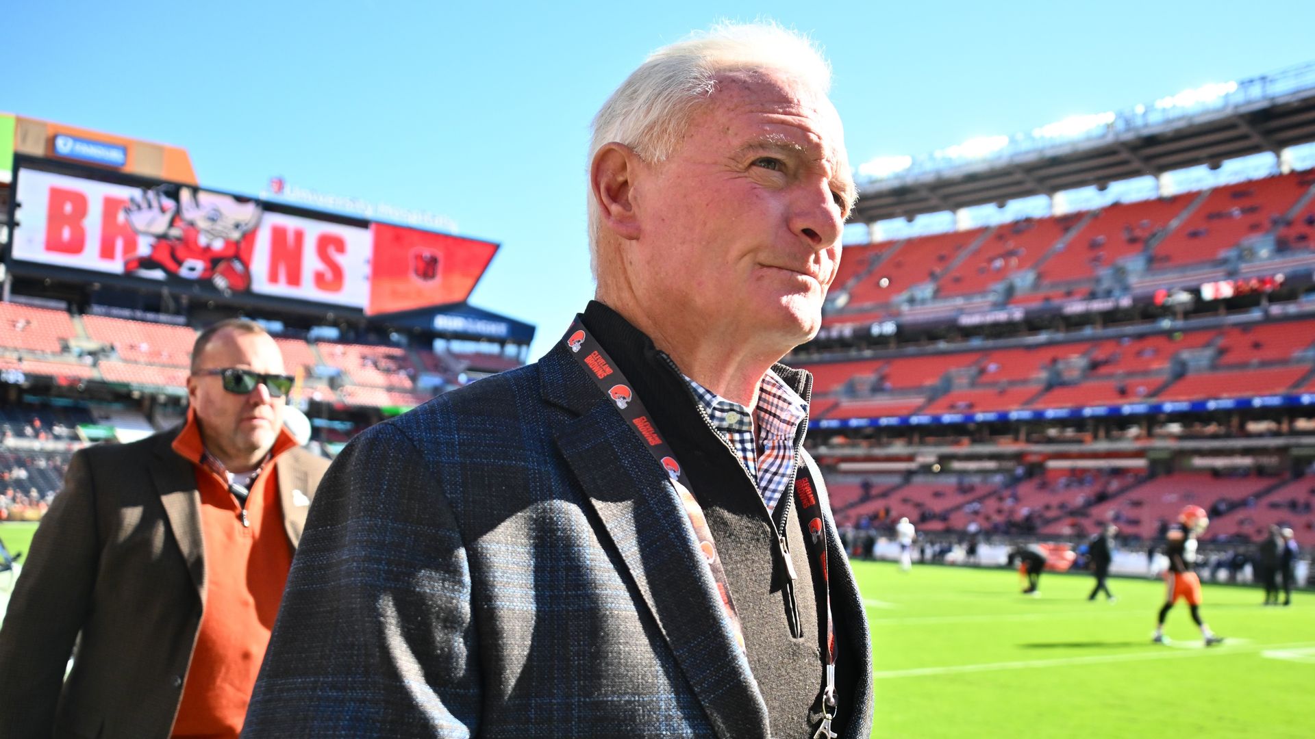 Cleveland Browns owner Jimmy Haslam looks on prior to a game.