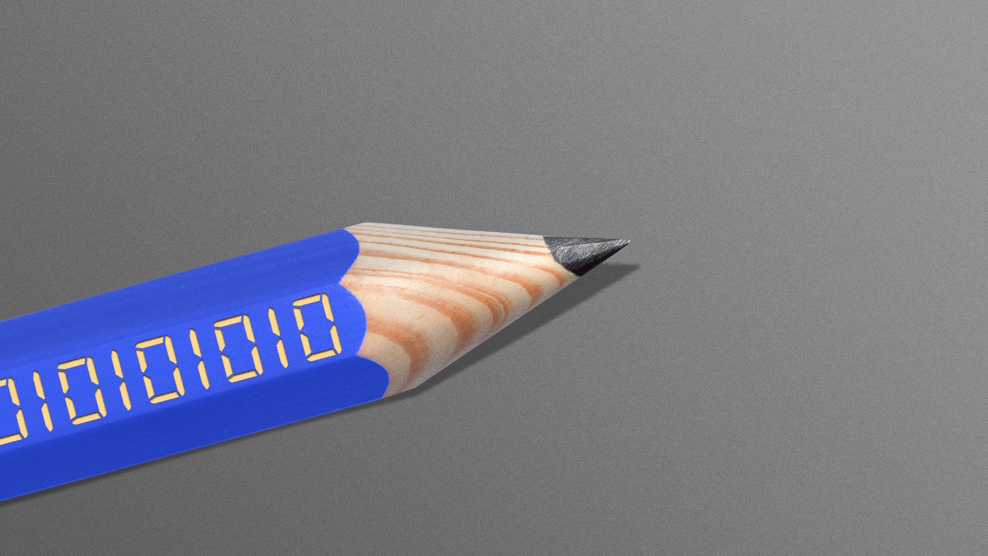 Illustration of pencil with binary 1’s and 0’s