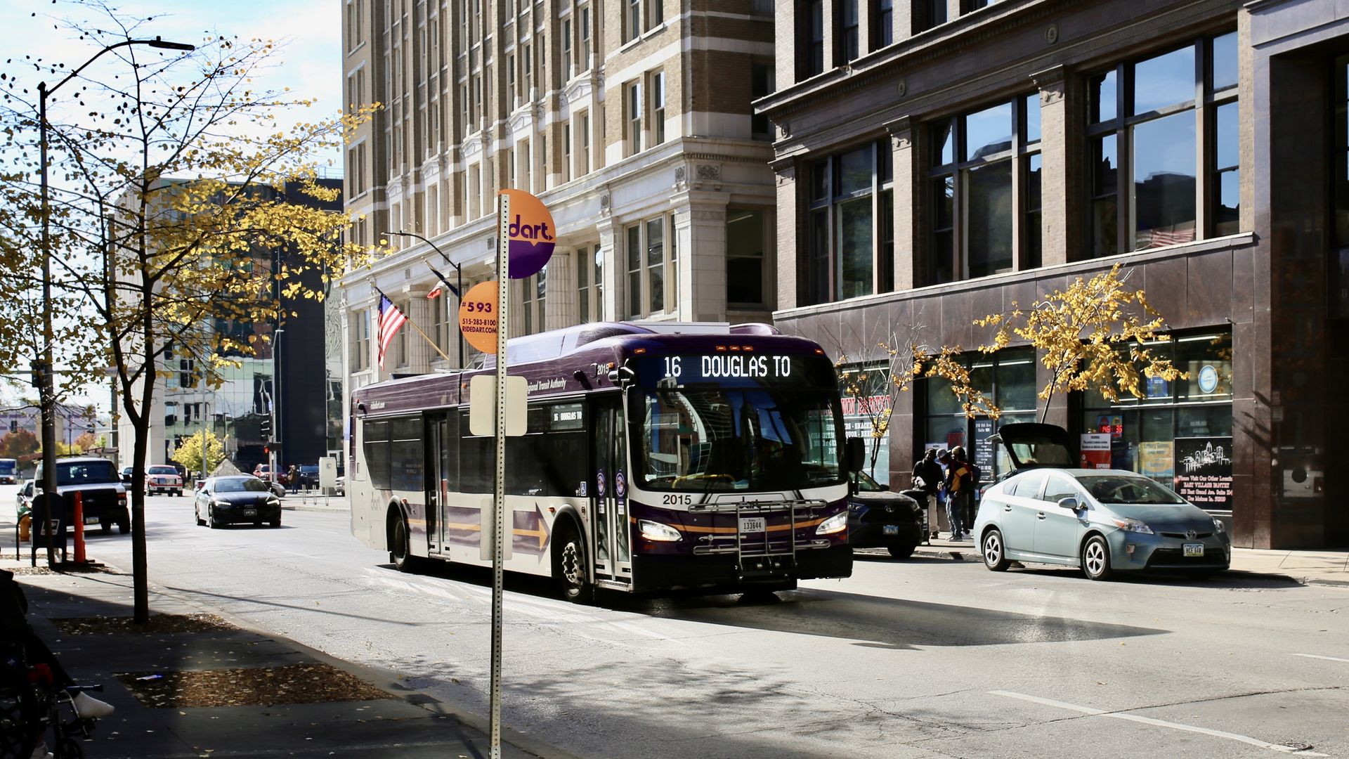 A photo of a DART bus.