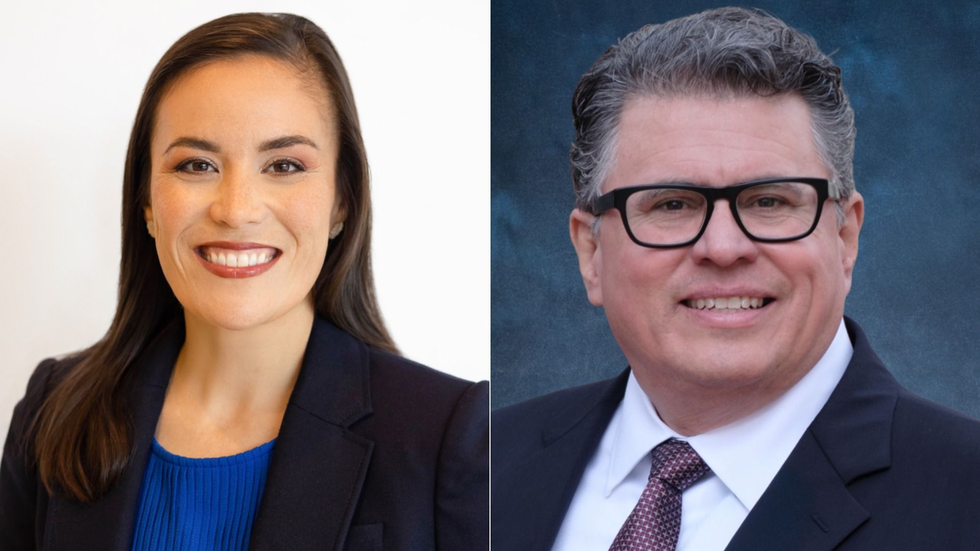 San Antonio mayoral candidates Gina Ortiz Jones and Rolando Pablos in side by side photos