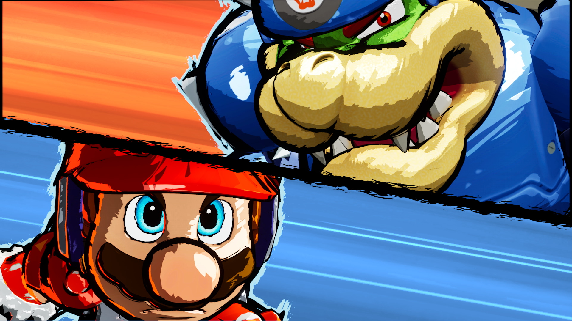 Illustration of two Nintendo characters in soccer gear facing off