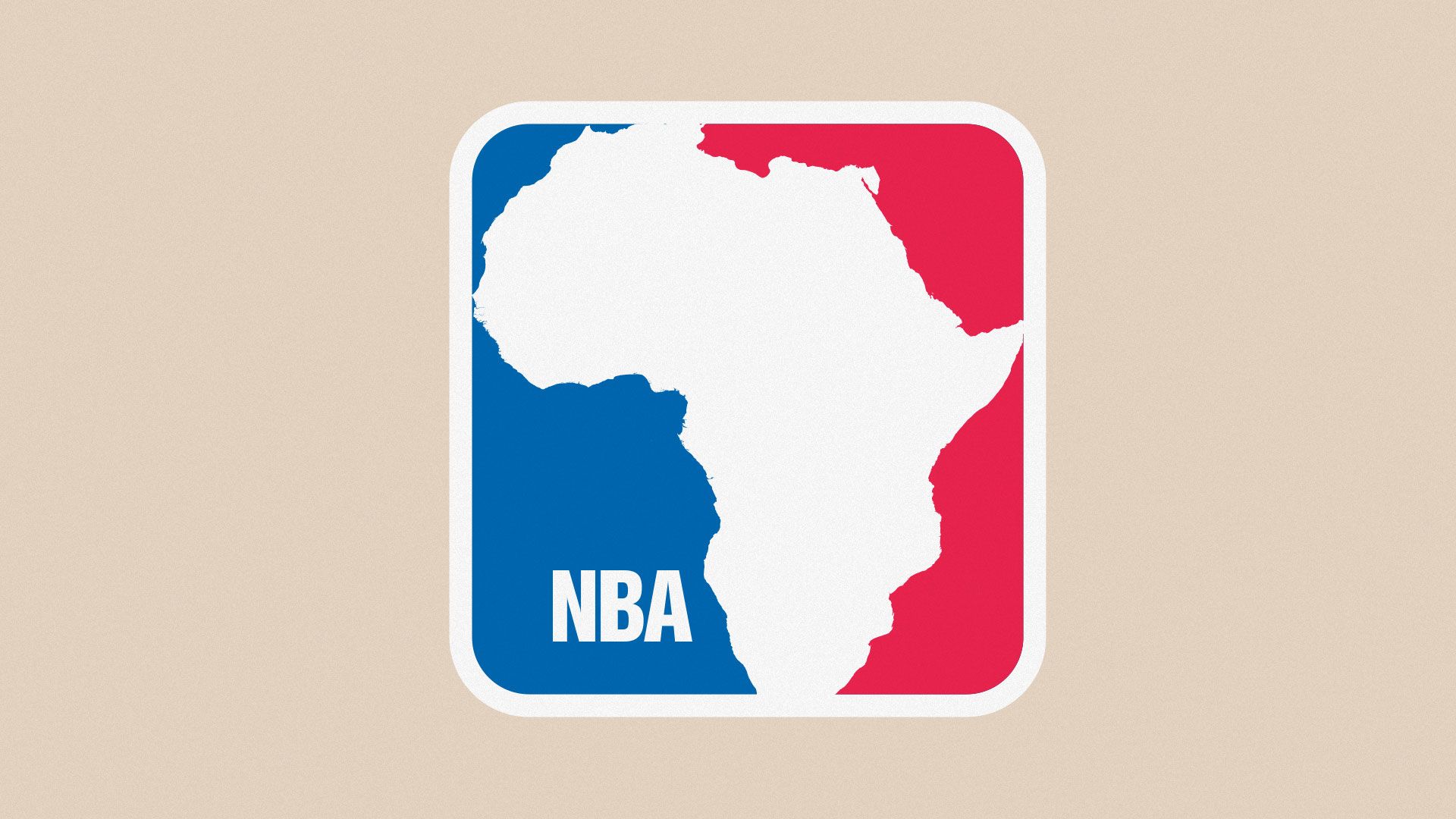 Illustration of NBA logo with person replaced with outline of Africa.