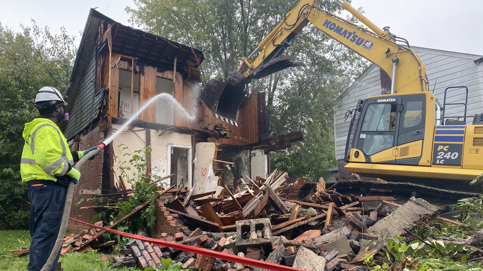 Inner City Contracting demolishes a vacant house.