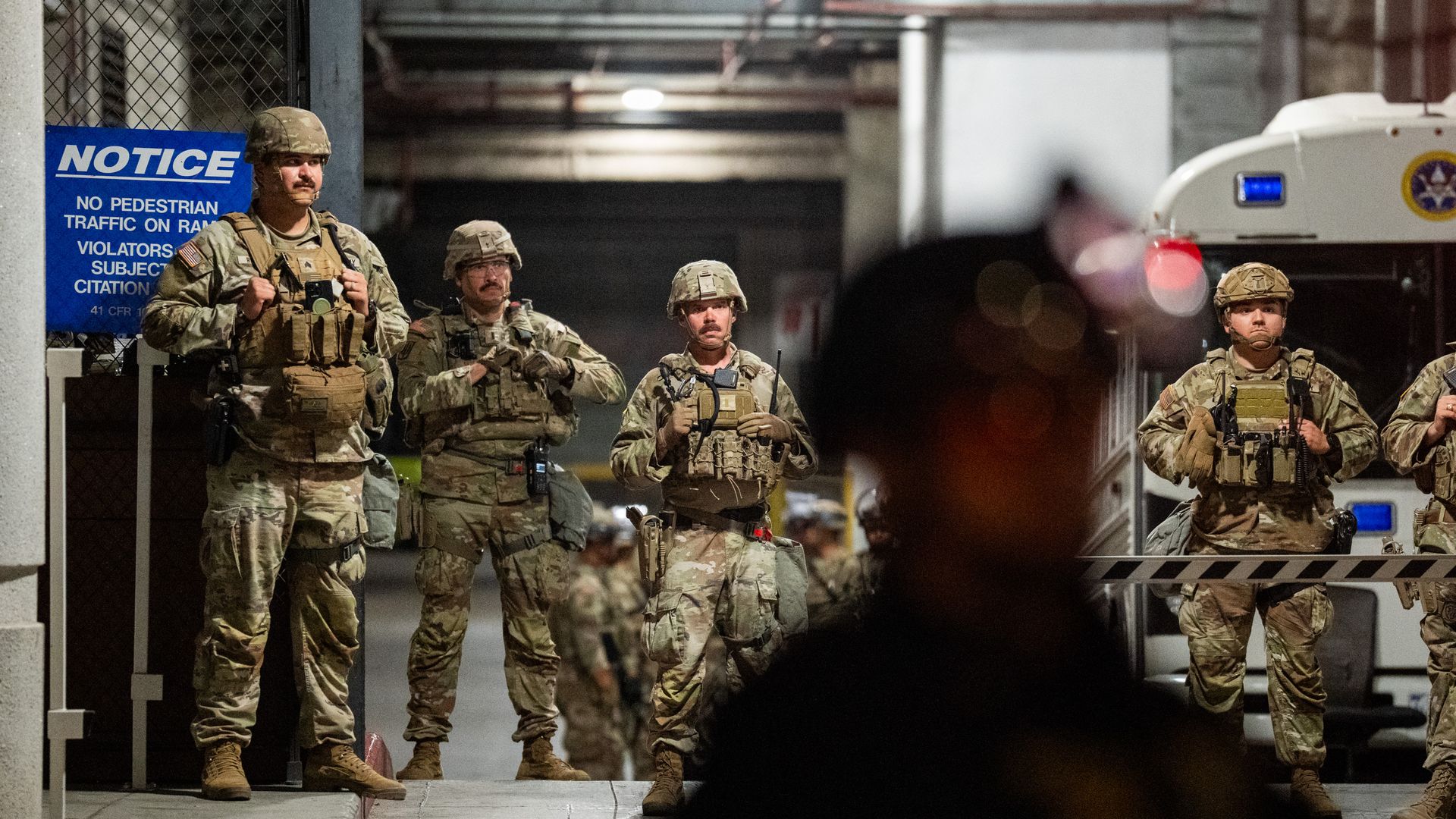 The National Guard is photographed stationed in Los Angeles 