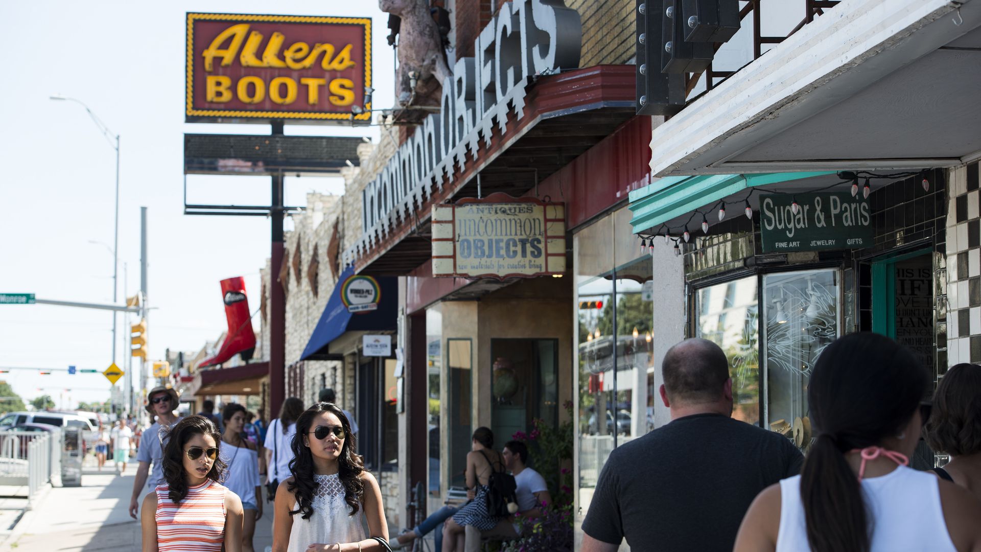 A photo of people shopping along South Congress.