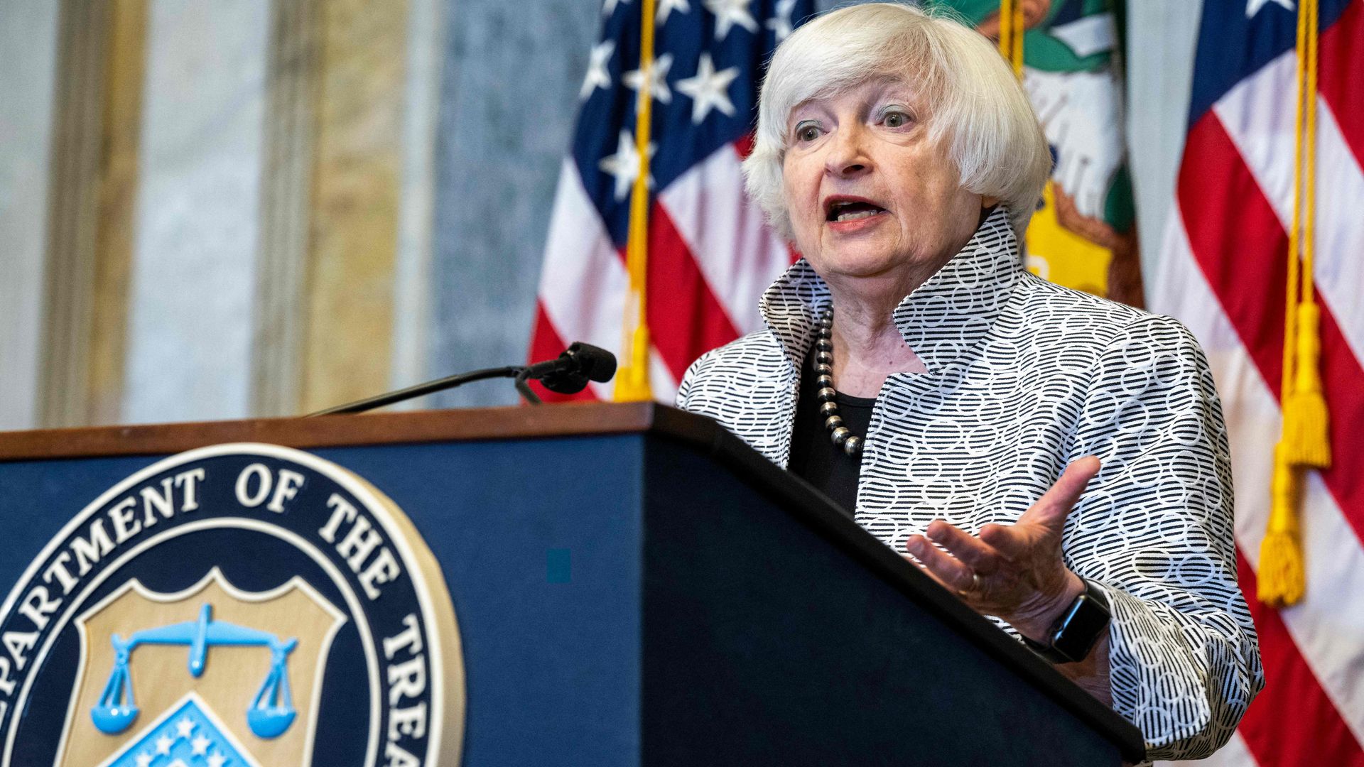 US Treasury Secretary Janet Yellen speaks on the economy.