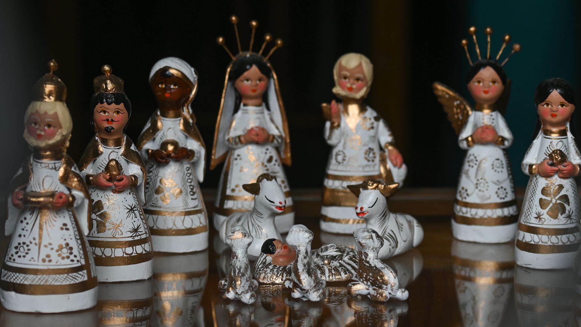 A locally made nativity scene displayed in a gift shop in San Cristobal de las Casas, Chiapas, Mexico.