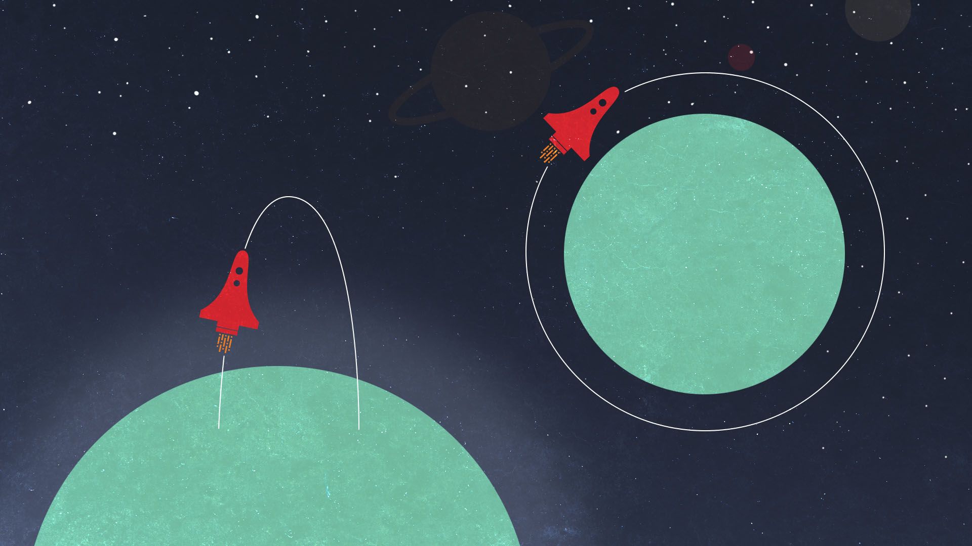 Illustration showing the difference between suborbital and orbital space flights