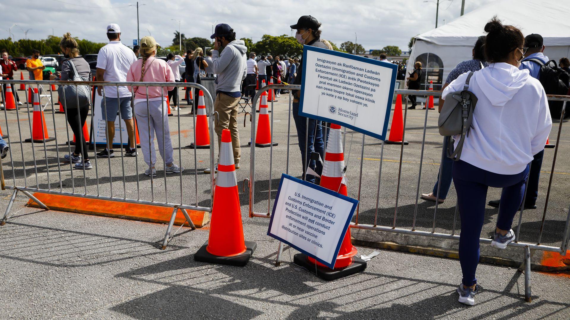 Image of people standing in a line 