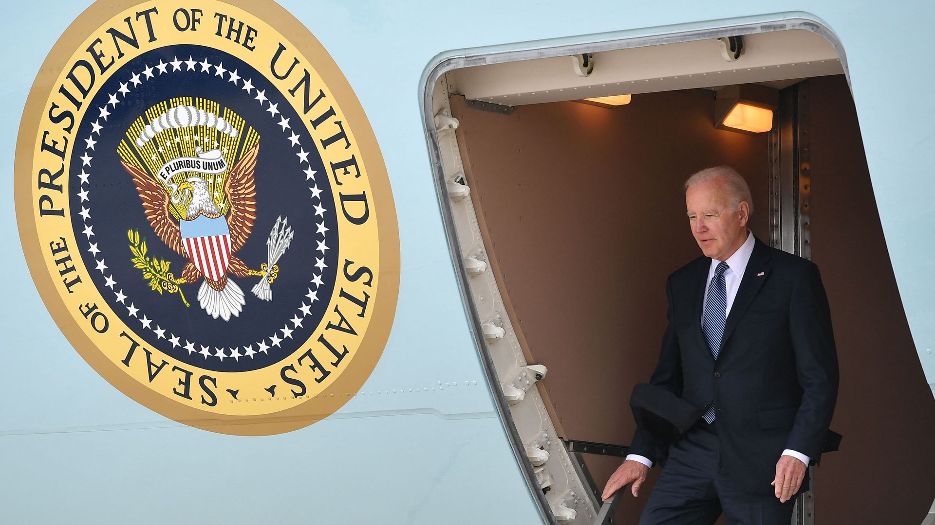US President Joe Biden steps off Air Force One 
