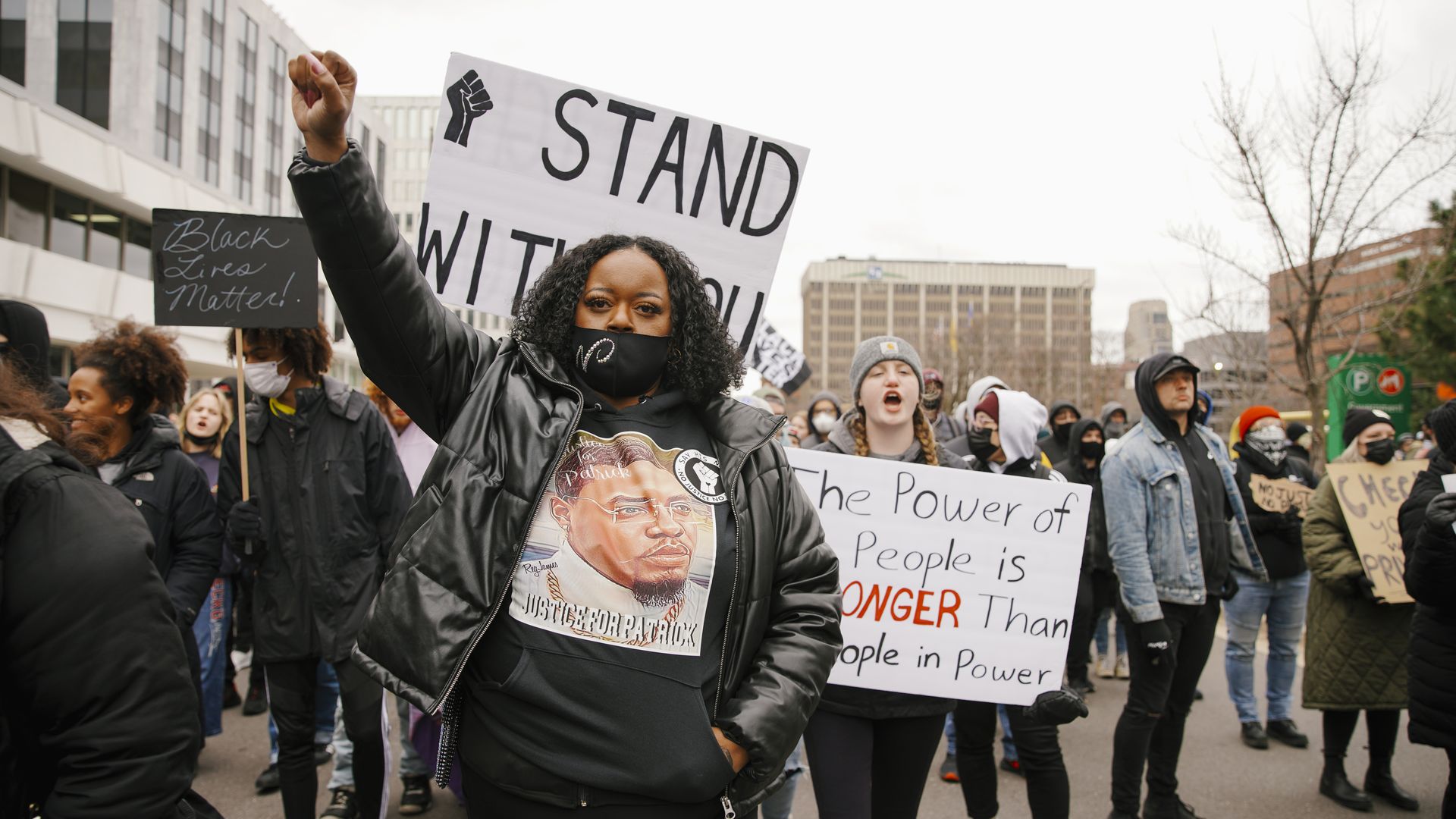 Activists gathered and marched during a protest against the killing of Patrick Lyoya, who was killed by a Grand Rapids police officer