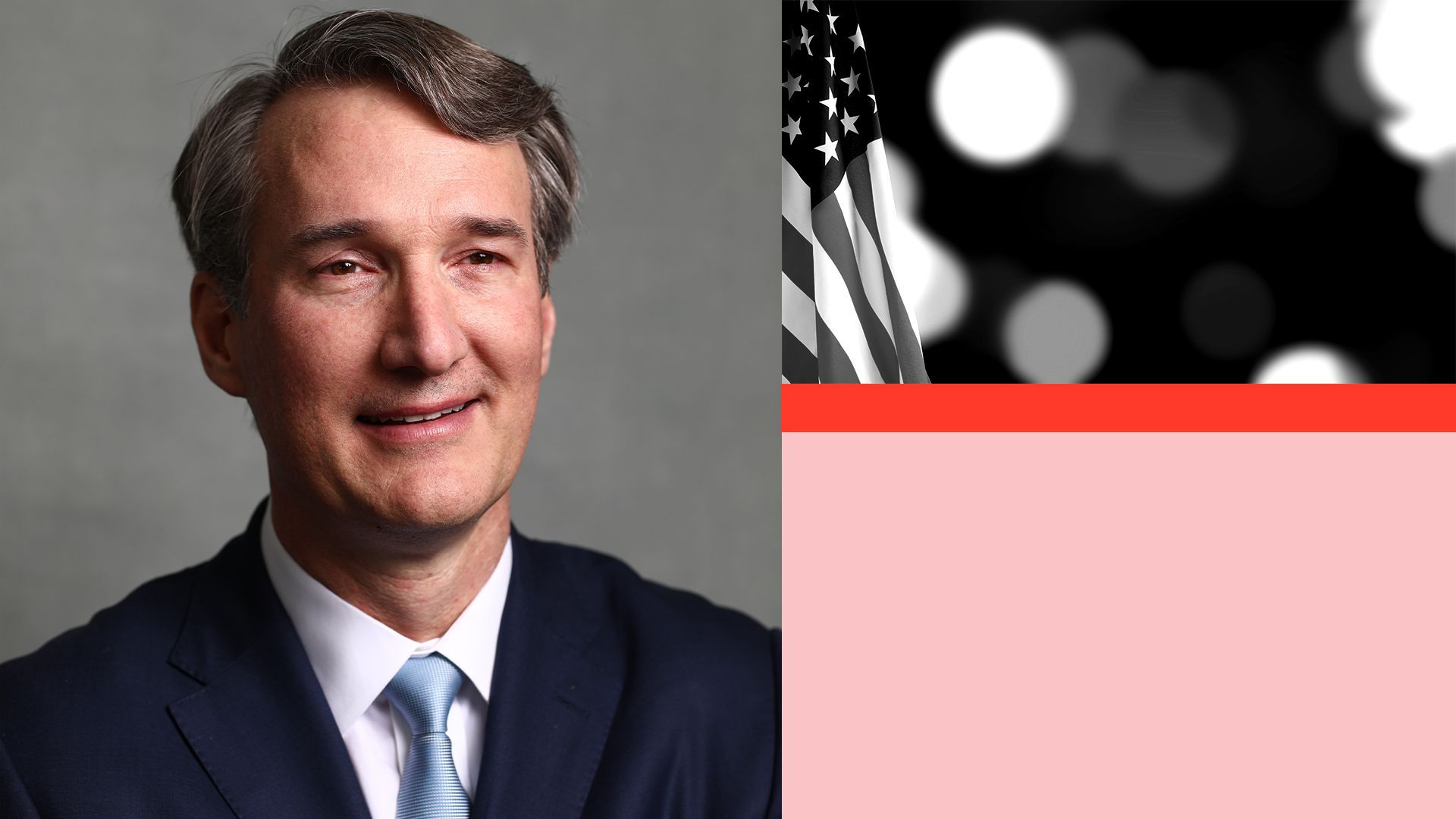 Photo illustration of Glenn Youngkin.