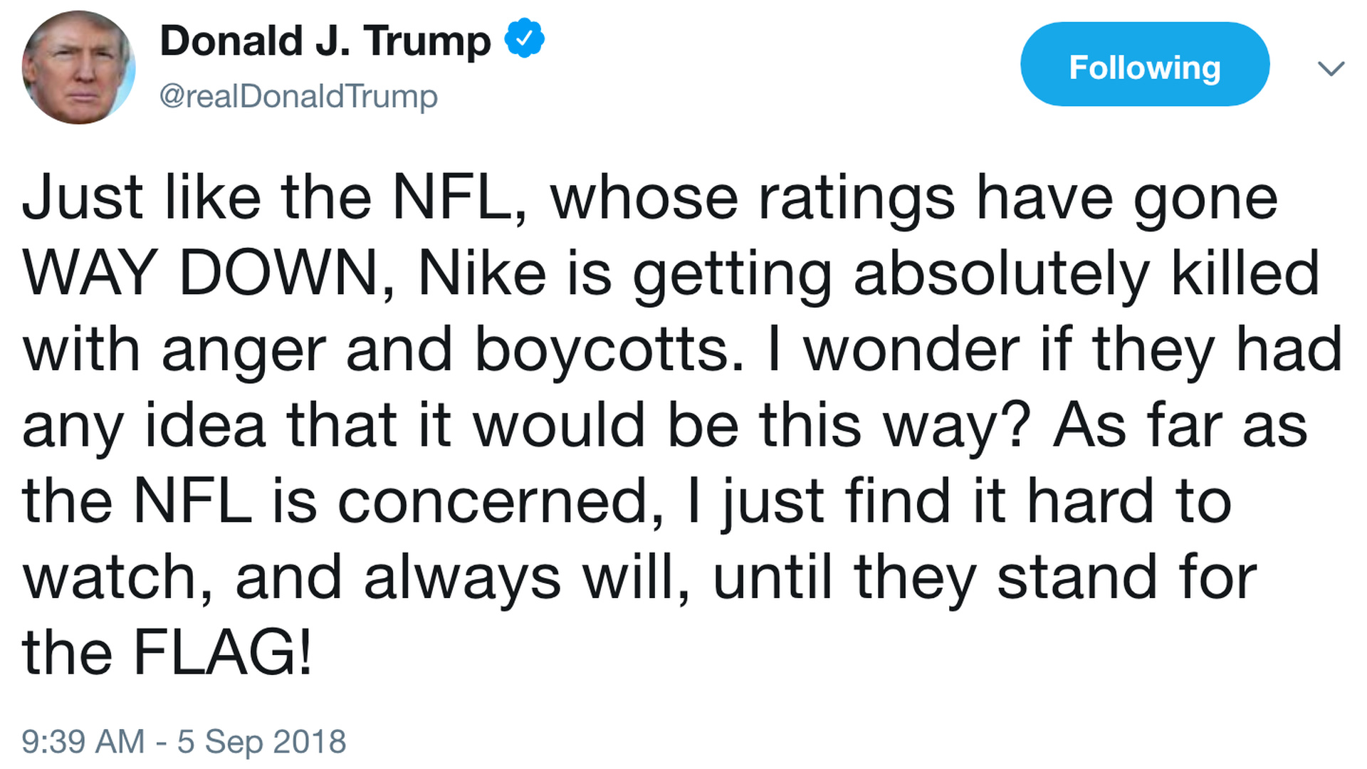 tobillo Deshacer Anotar Trump criticizes Nike and NFL in tweet after Colin Kaepernick deal