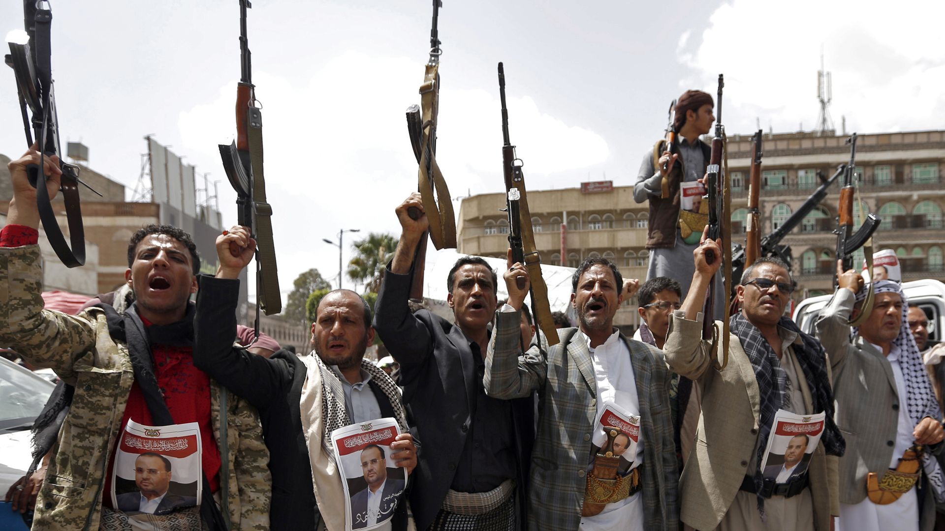 Supporters of Yemen's Huthi rebels.