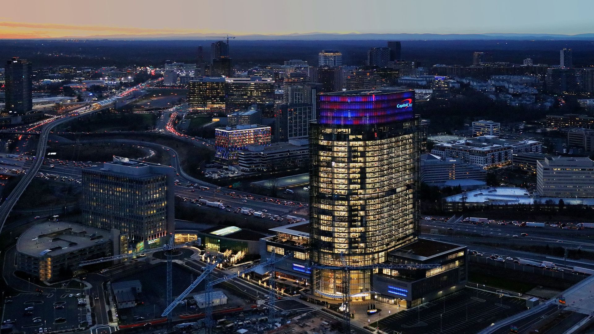 The Tysons skyline with Capital One Center in the building.