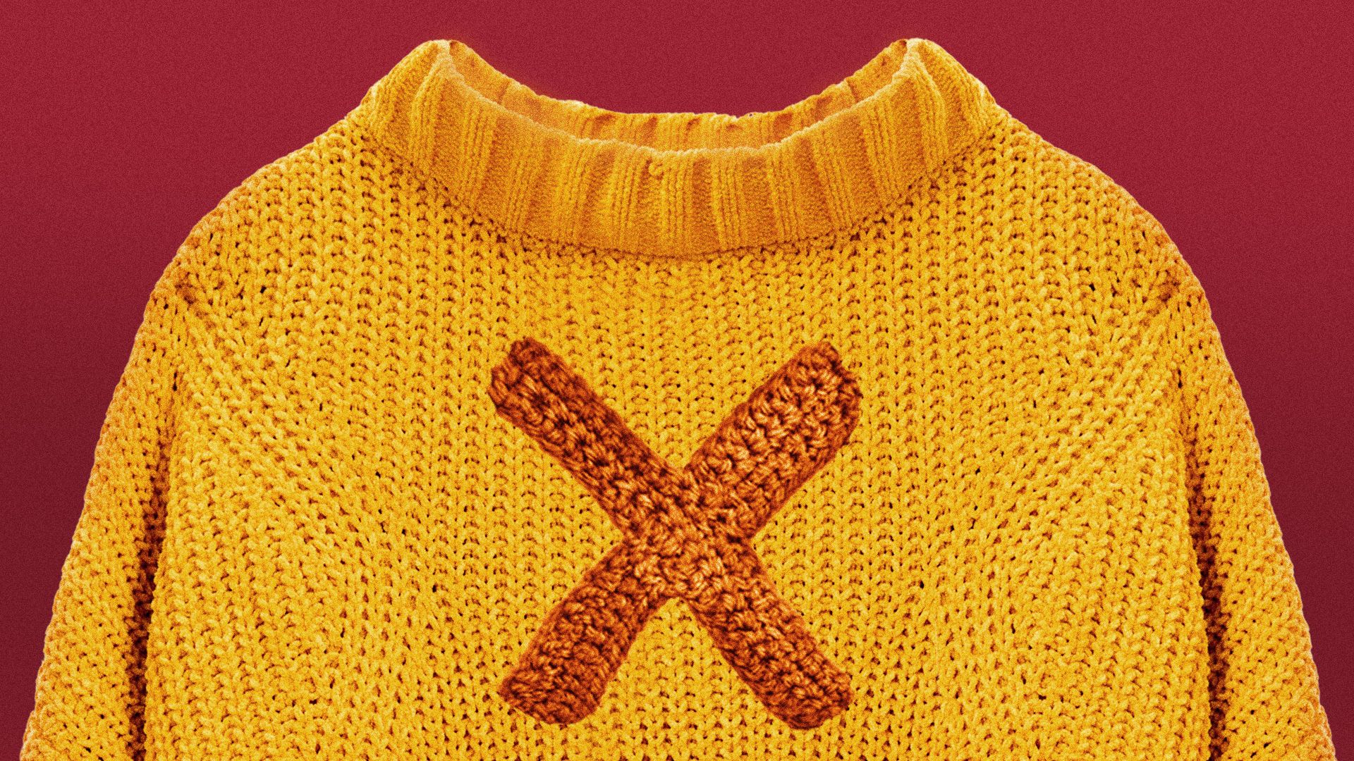 Illustration of an "X" knitted onto a sweater.