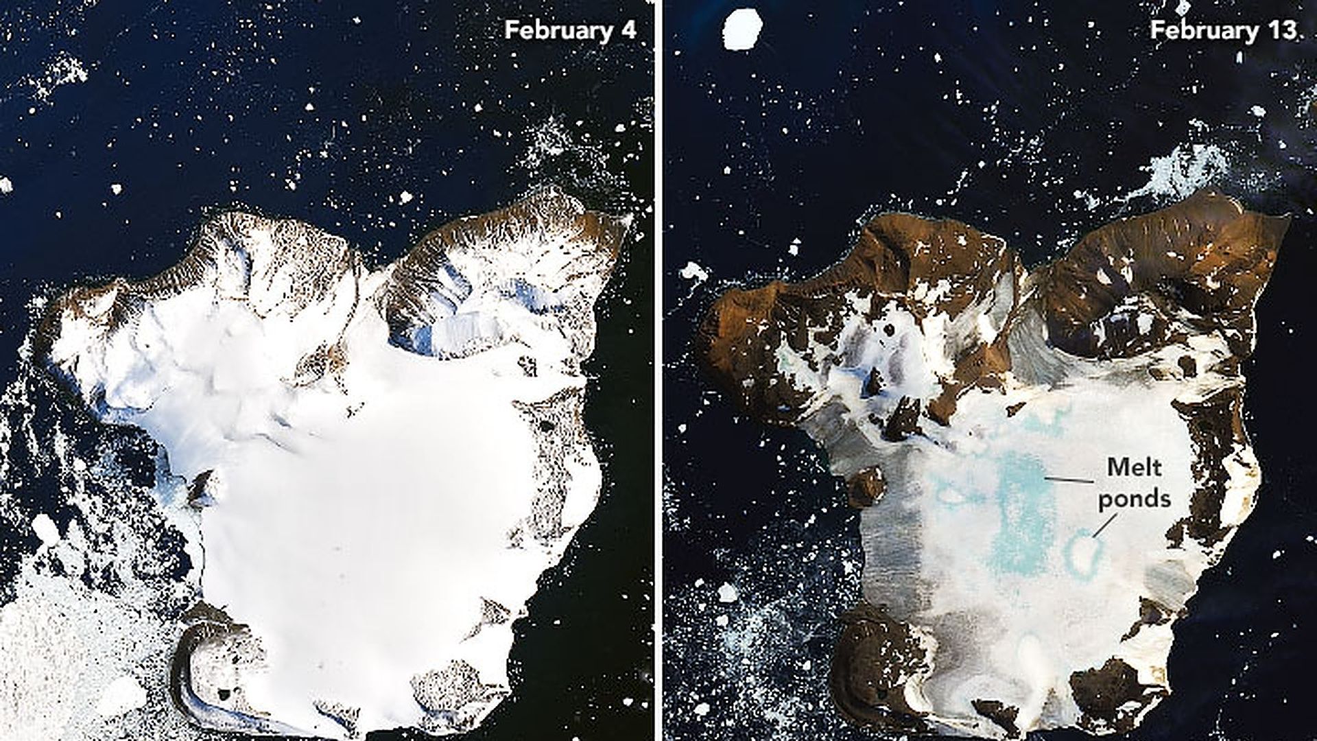 Images showing Antarctica melting under its hottest days on record