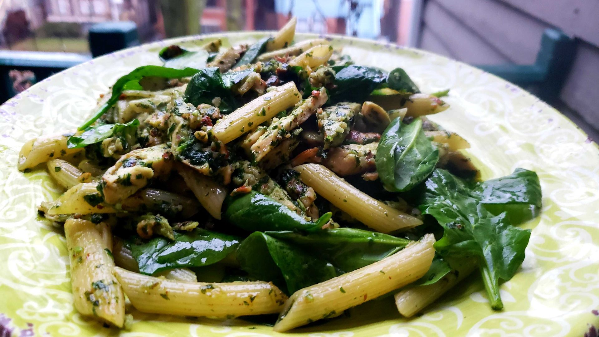 Pasta and spinach