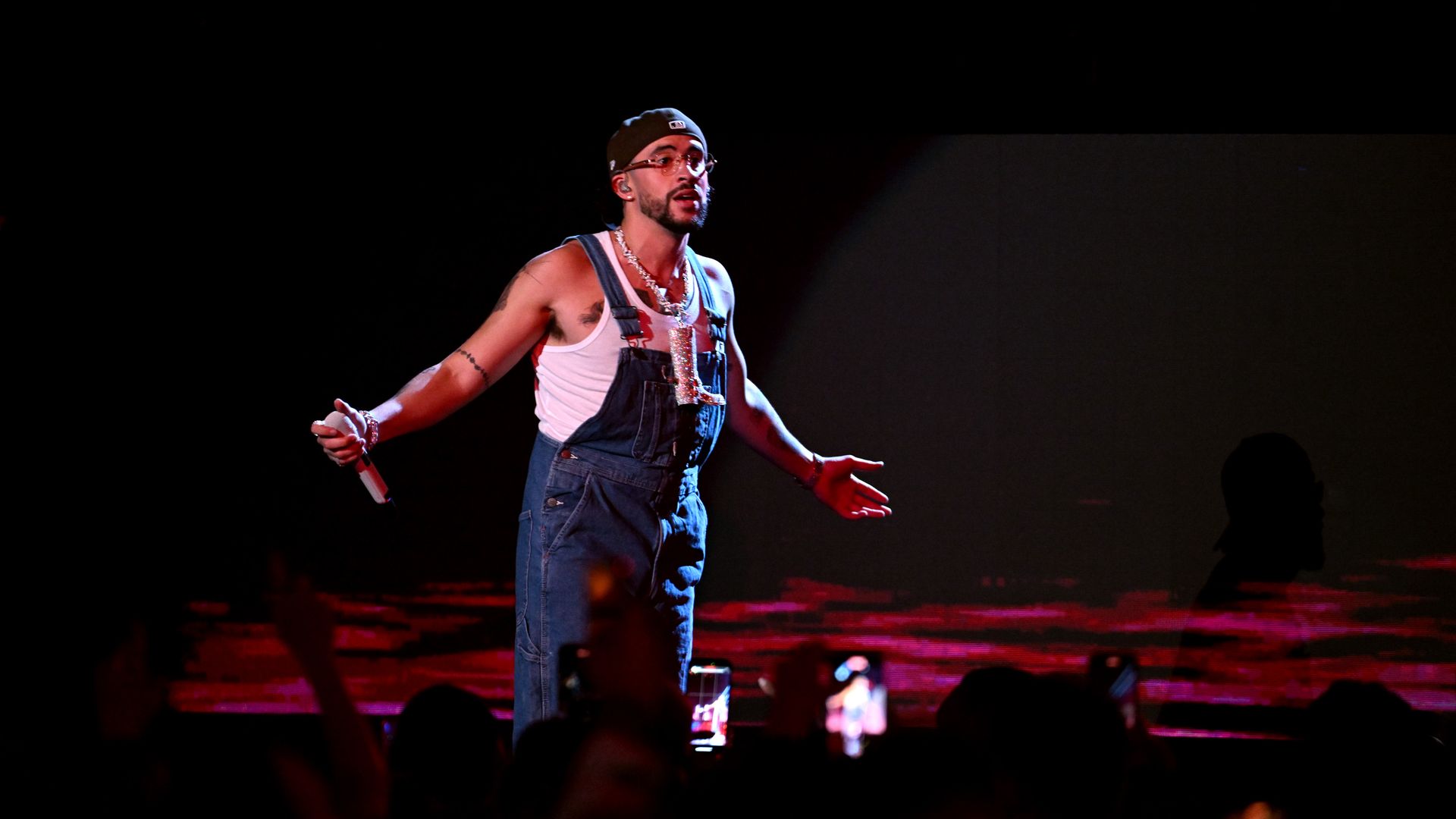 Bad Bunny performs onstage during the 2023 Billboard Latin Music Awards at Watsco Center on October 05, 2023 in Coral Gables, Florida.
