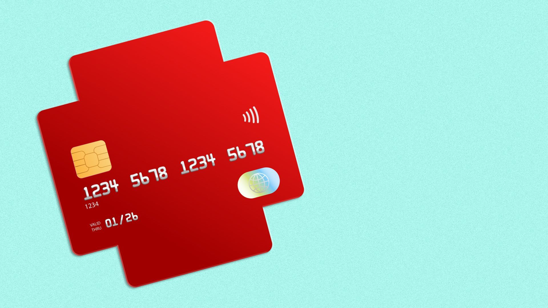 Illustration of a credit card shaped like a health plus.