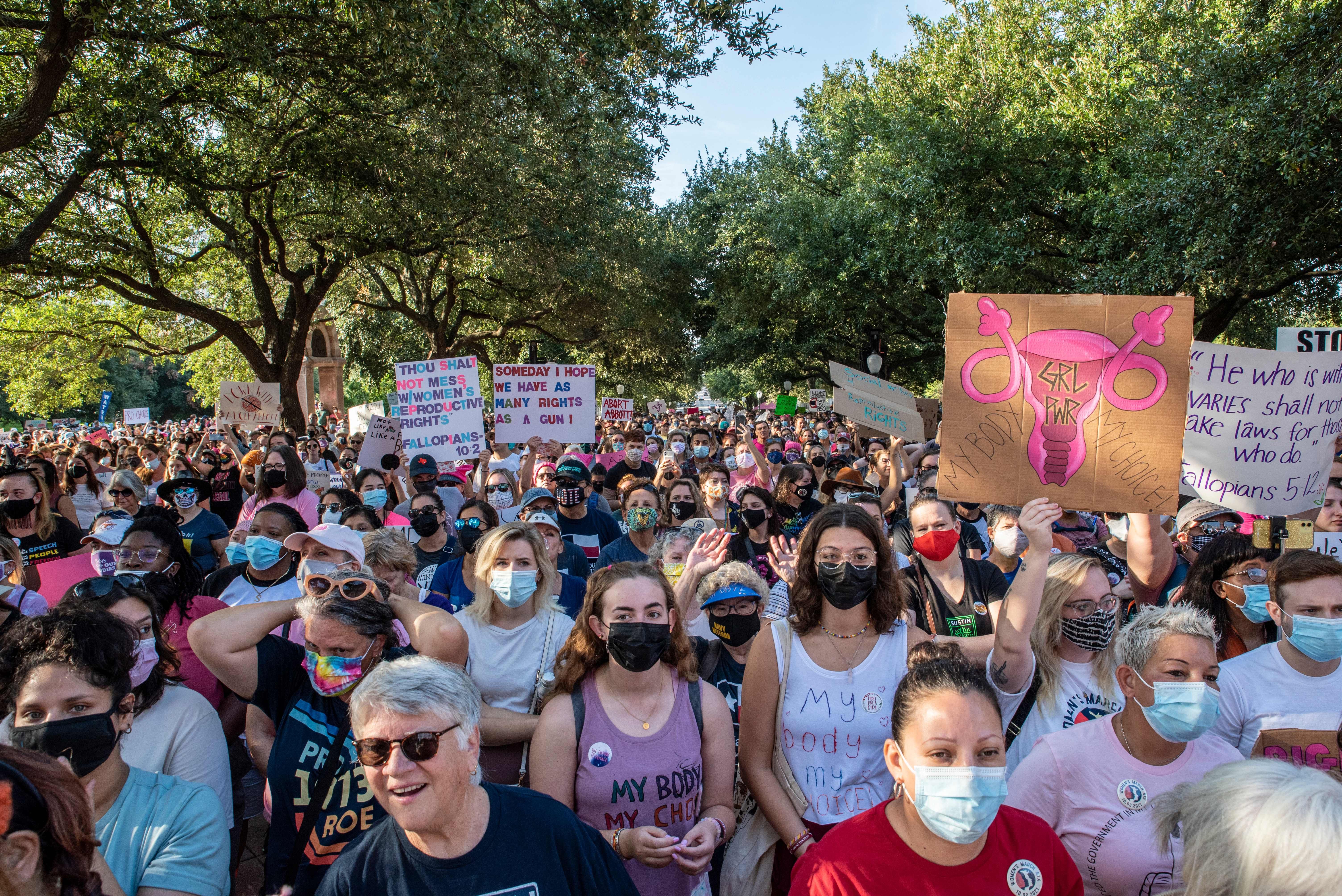 Protesters marching for abortion rights in Austin, Texas, on Oct. 2.