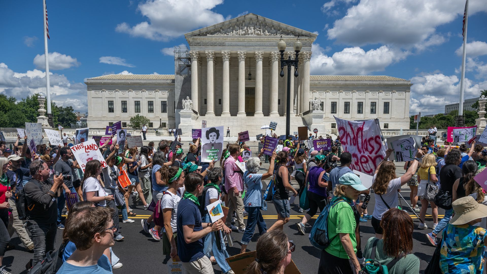 A photo of demonstrators outside the Supreme Court
