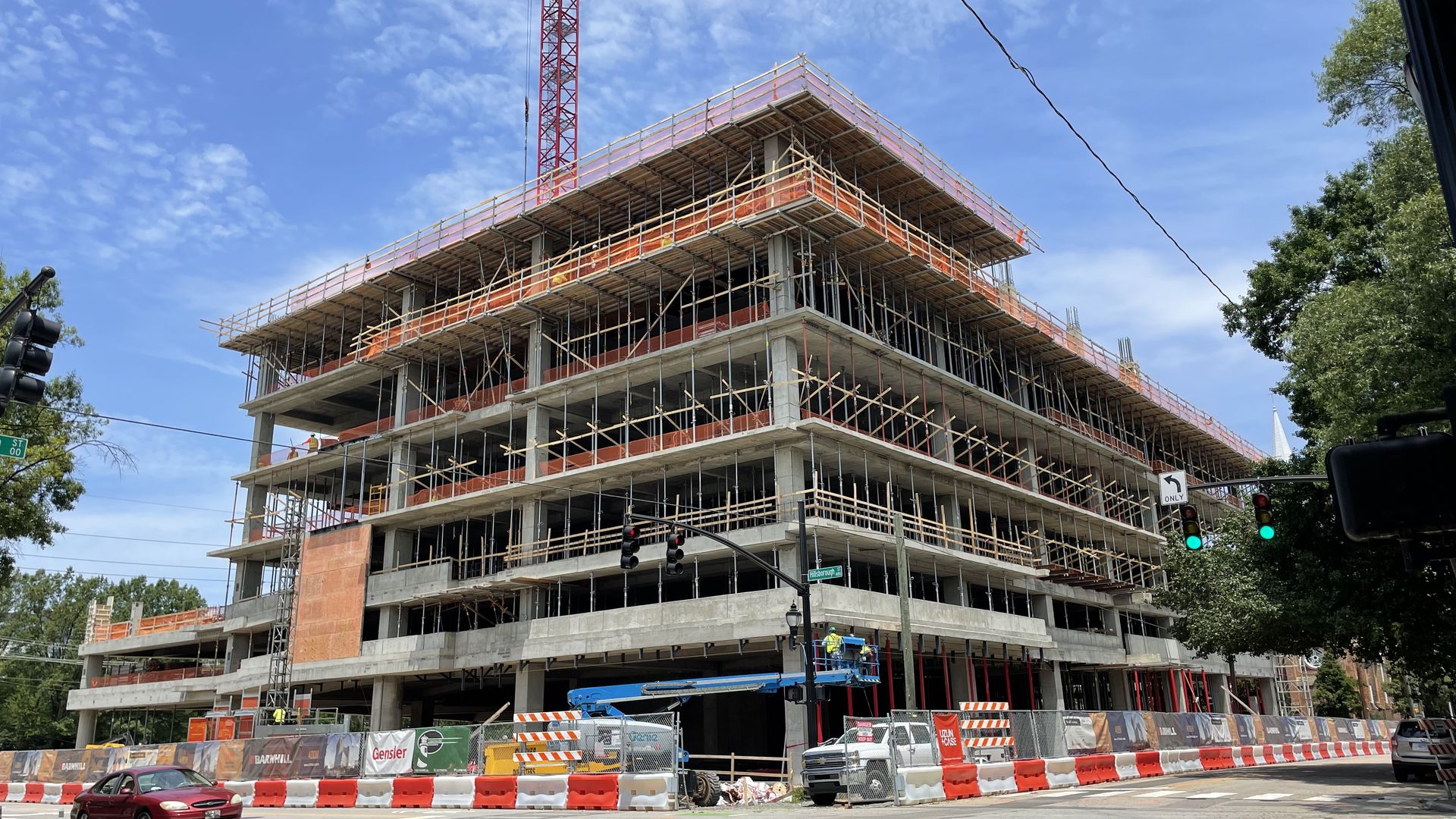 An under-construction office tower in downtown Raleigh. 