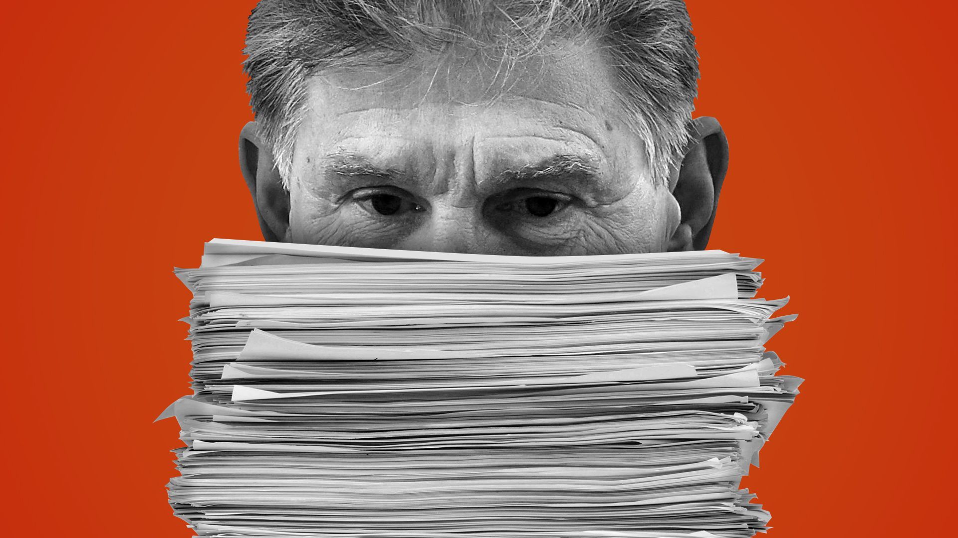 Joe Manchin and a pile of papers