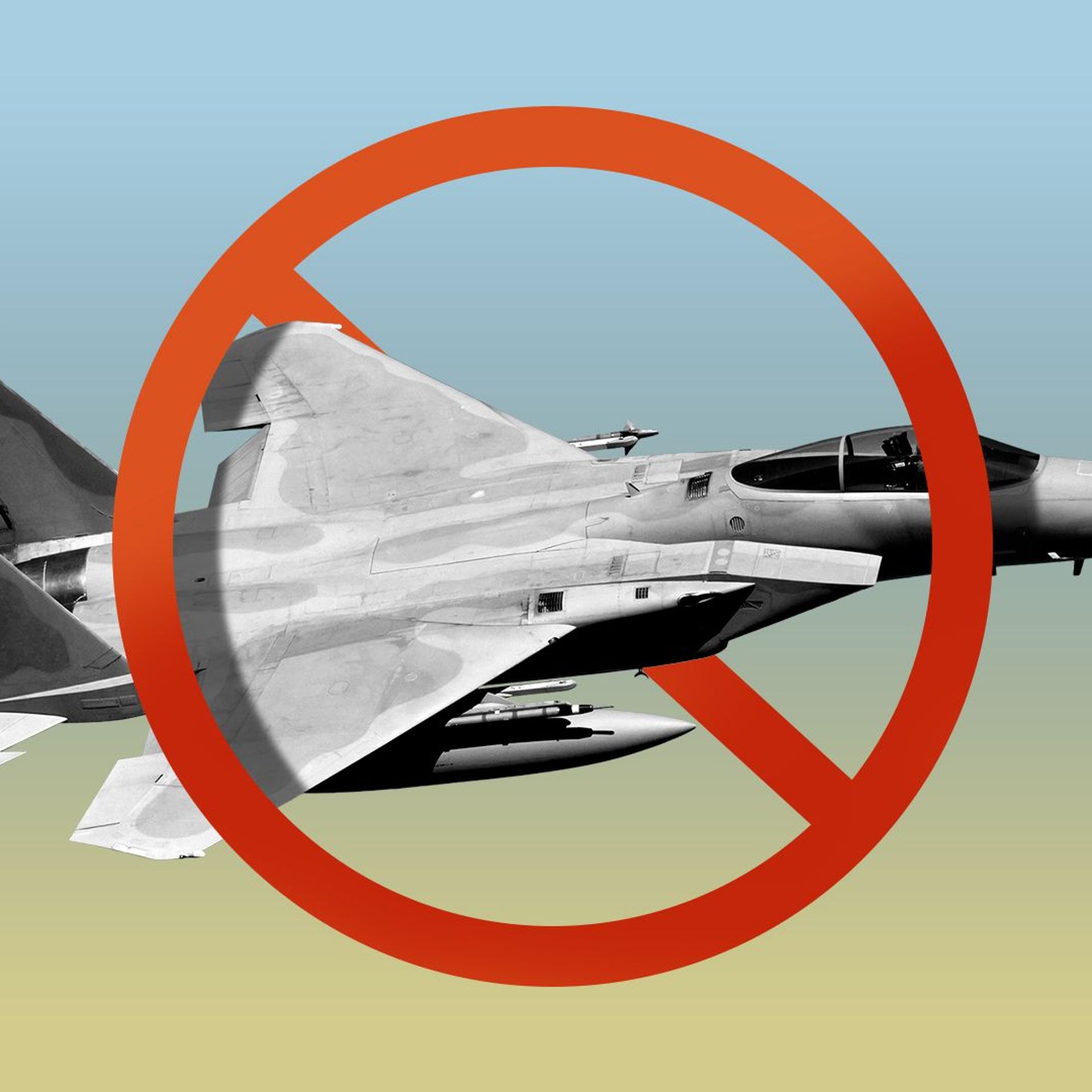 Illustration of a airplane with a "no" sign around it