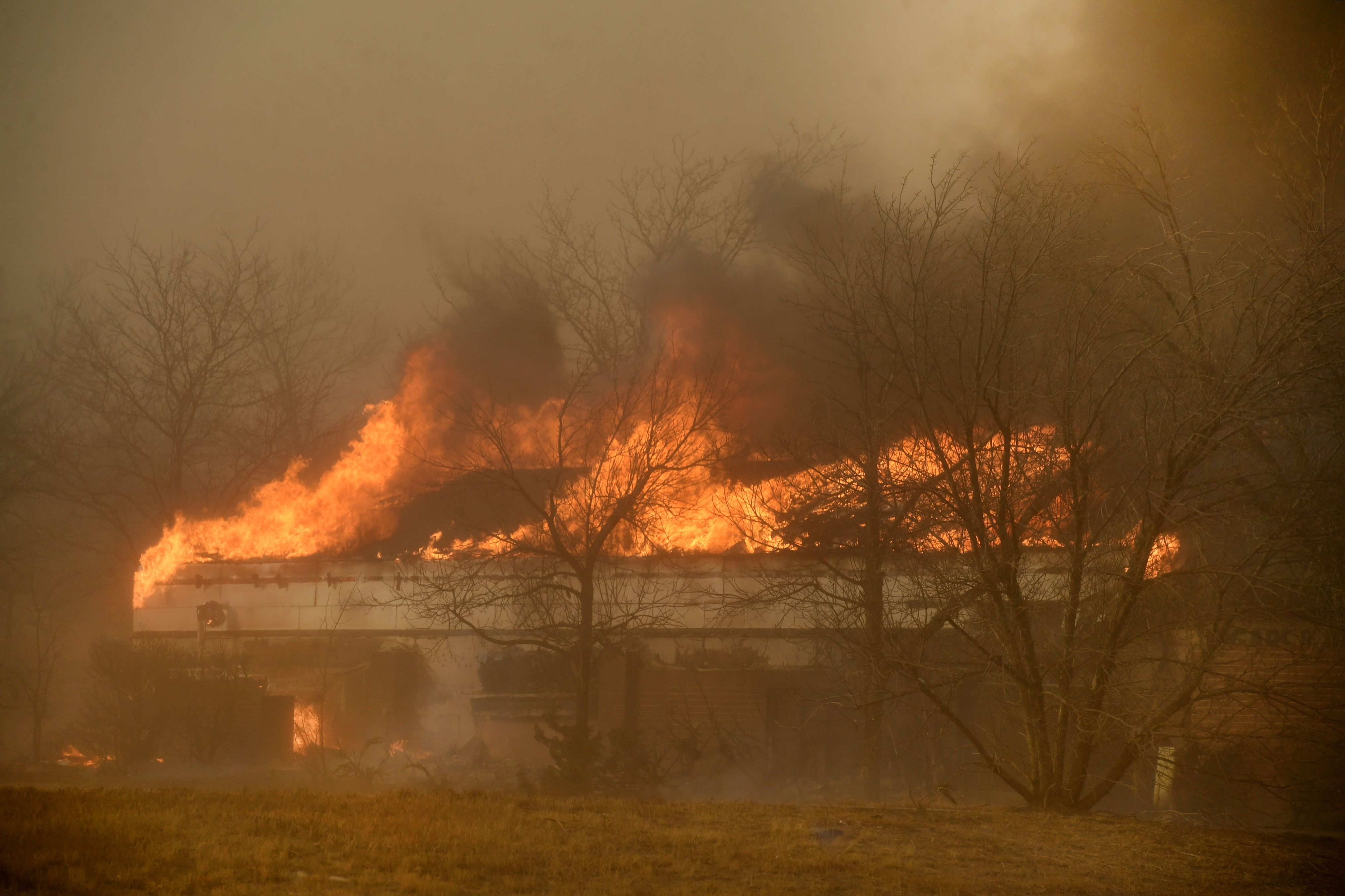 Fire takes over a business along McCaslin Blvd on December 30, 2021 in Louisville, Colorado. 