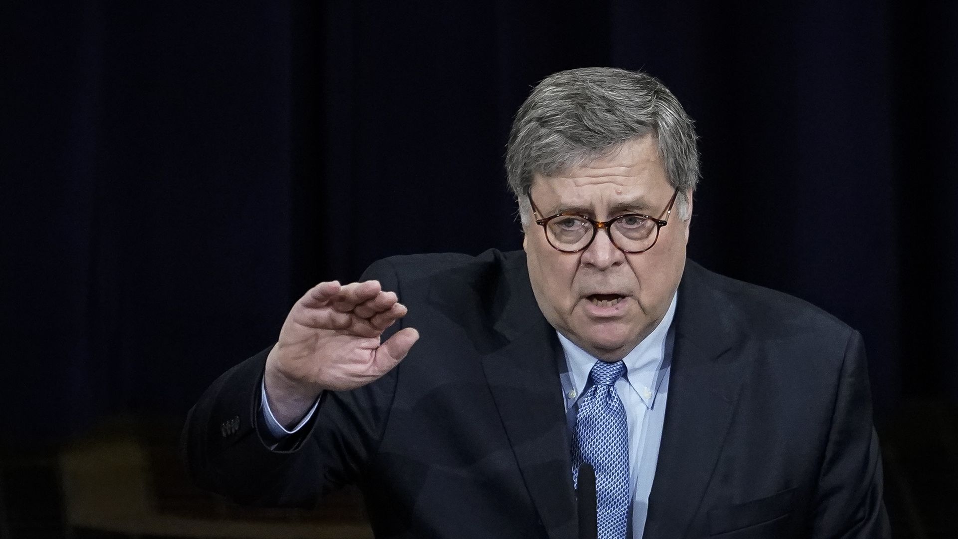 Attorney General William Barr speaks at the National Opioid Summit at the U.S. Department of Justice