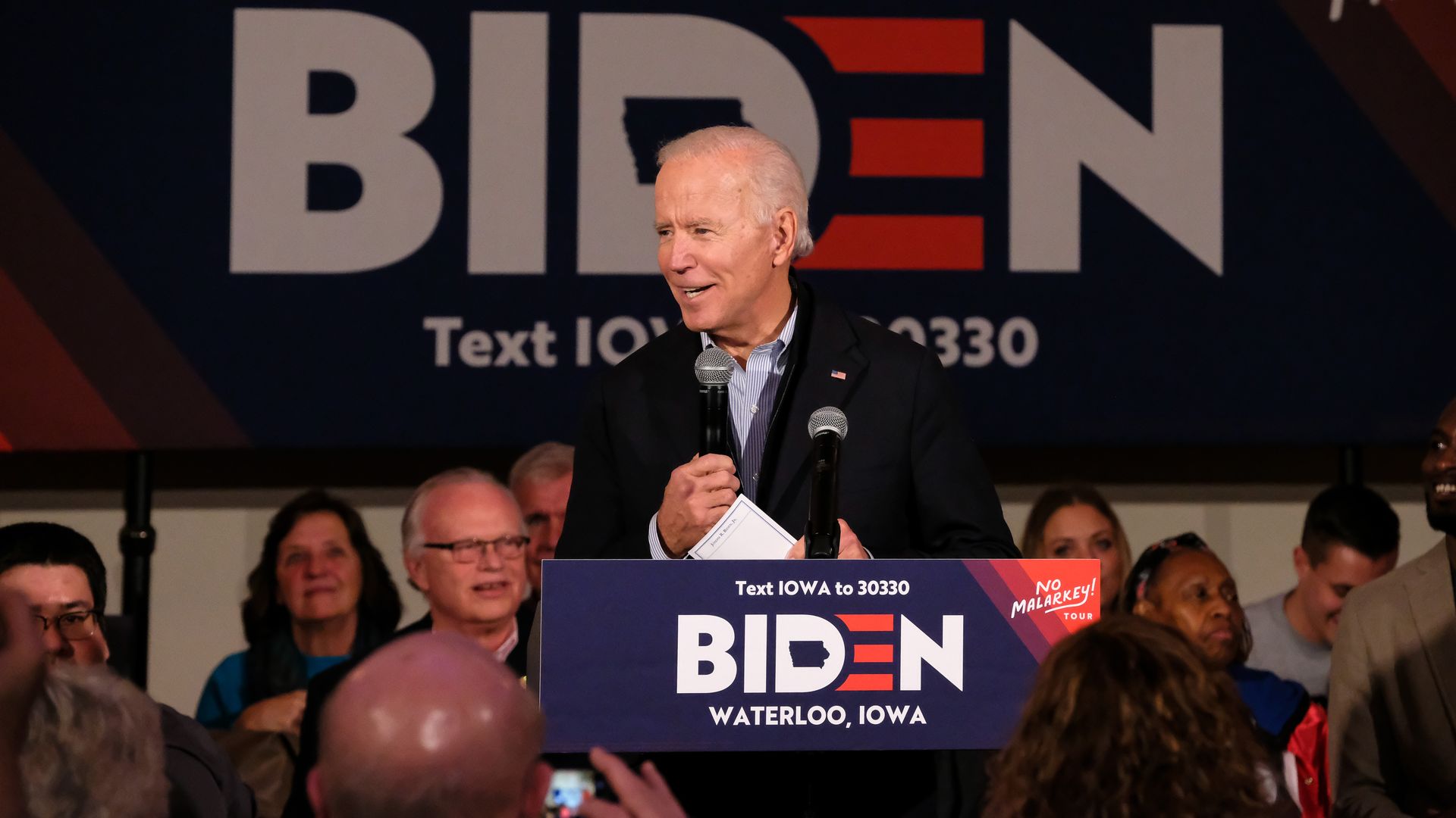 Joe Biden speaking at a campaign event in Iowa