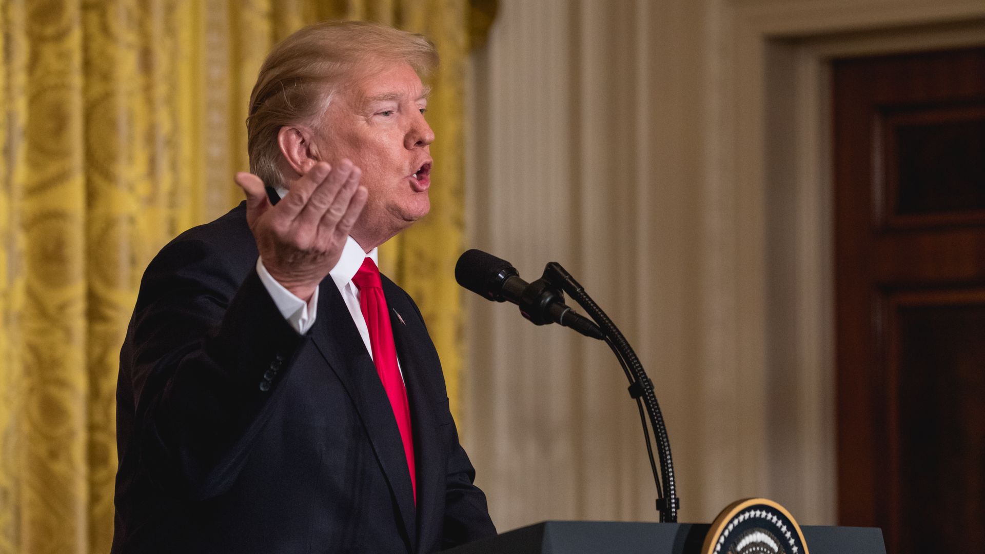 Trump gives a speech