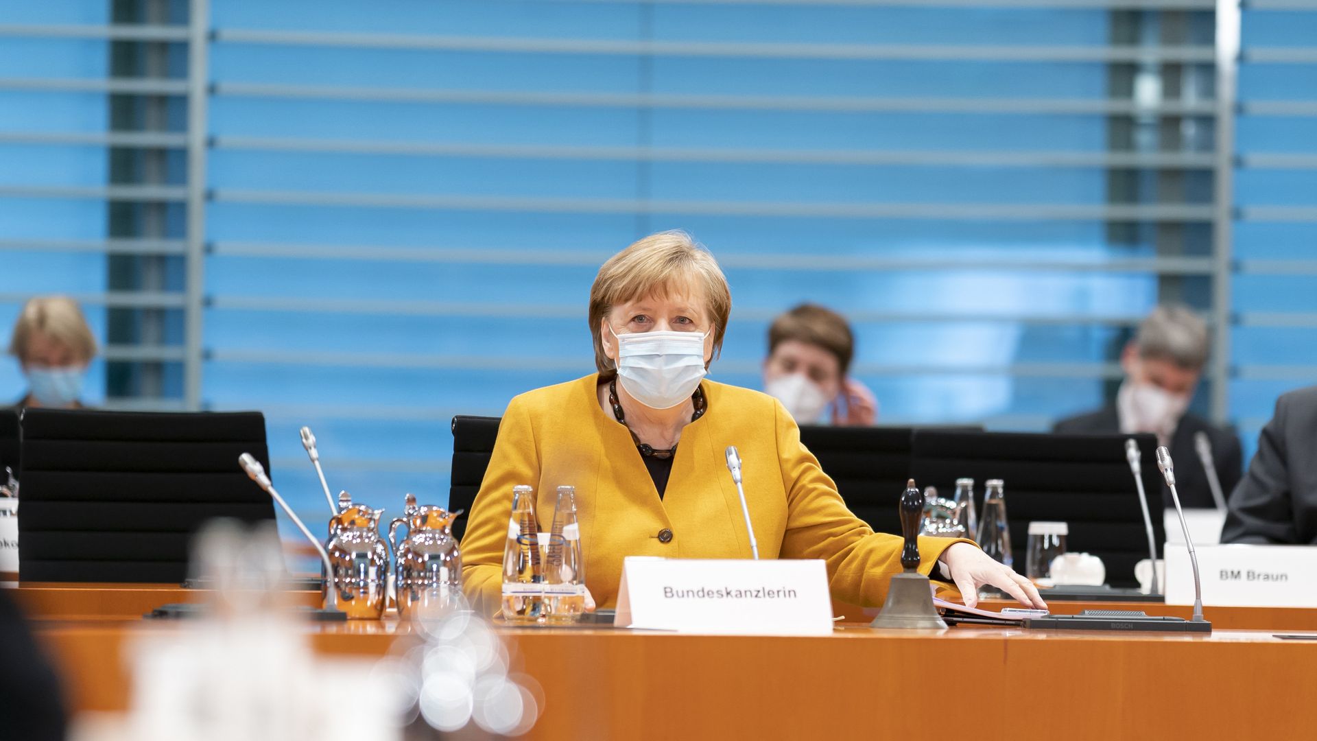 Angela Merkel at weekly government cabinet meeting on March 24, 2021.