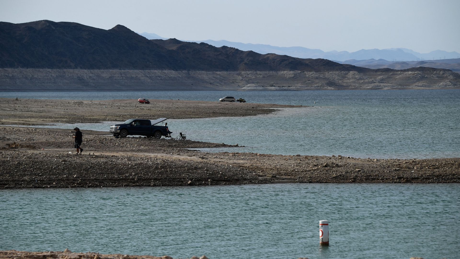 Record low water levels at Lake Mead, the largest U.S. reservoir by volume.