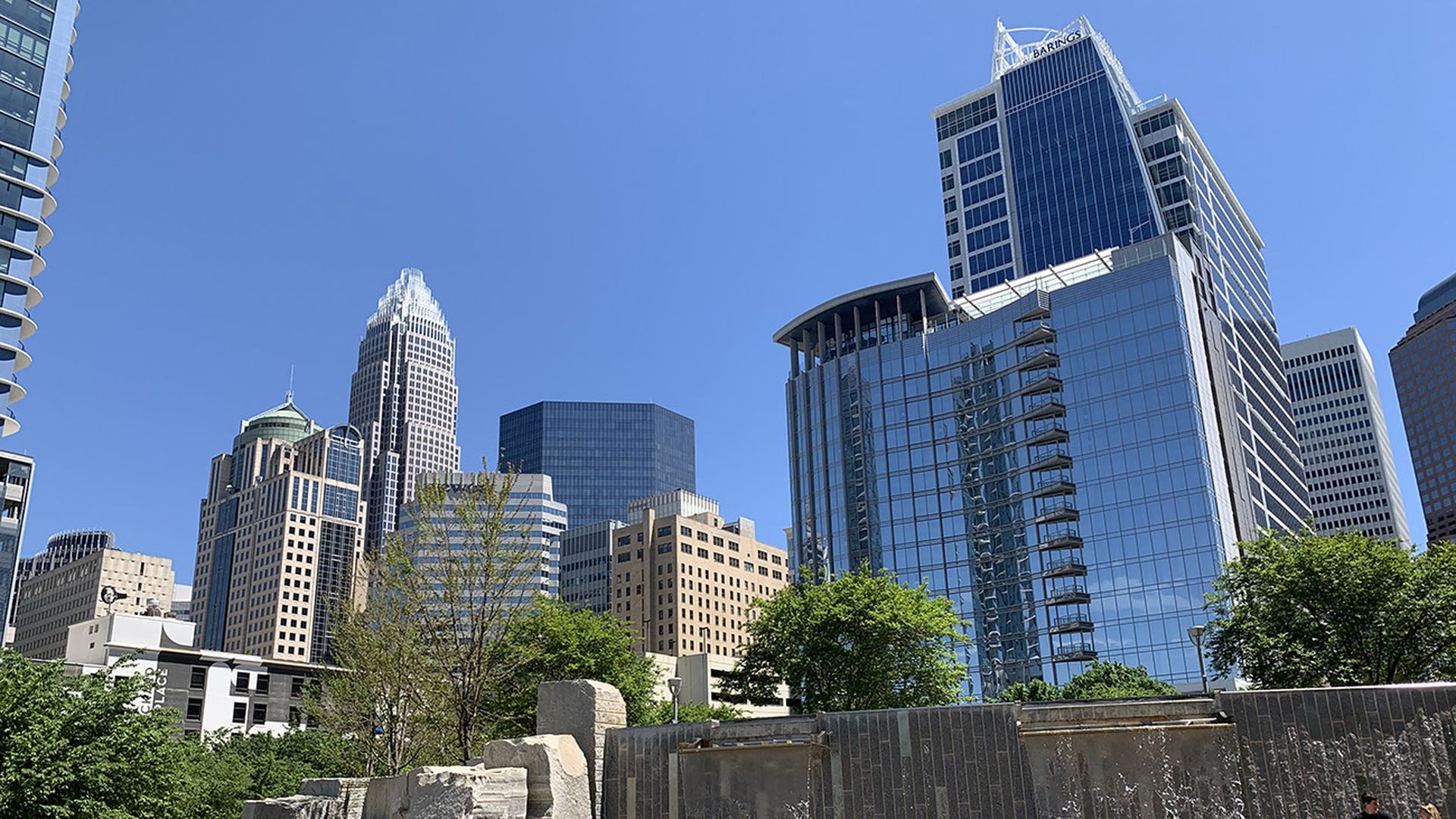 Uptown Charlotte skyline seen from Romare Bearden Park