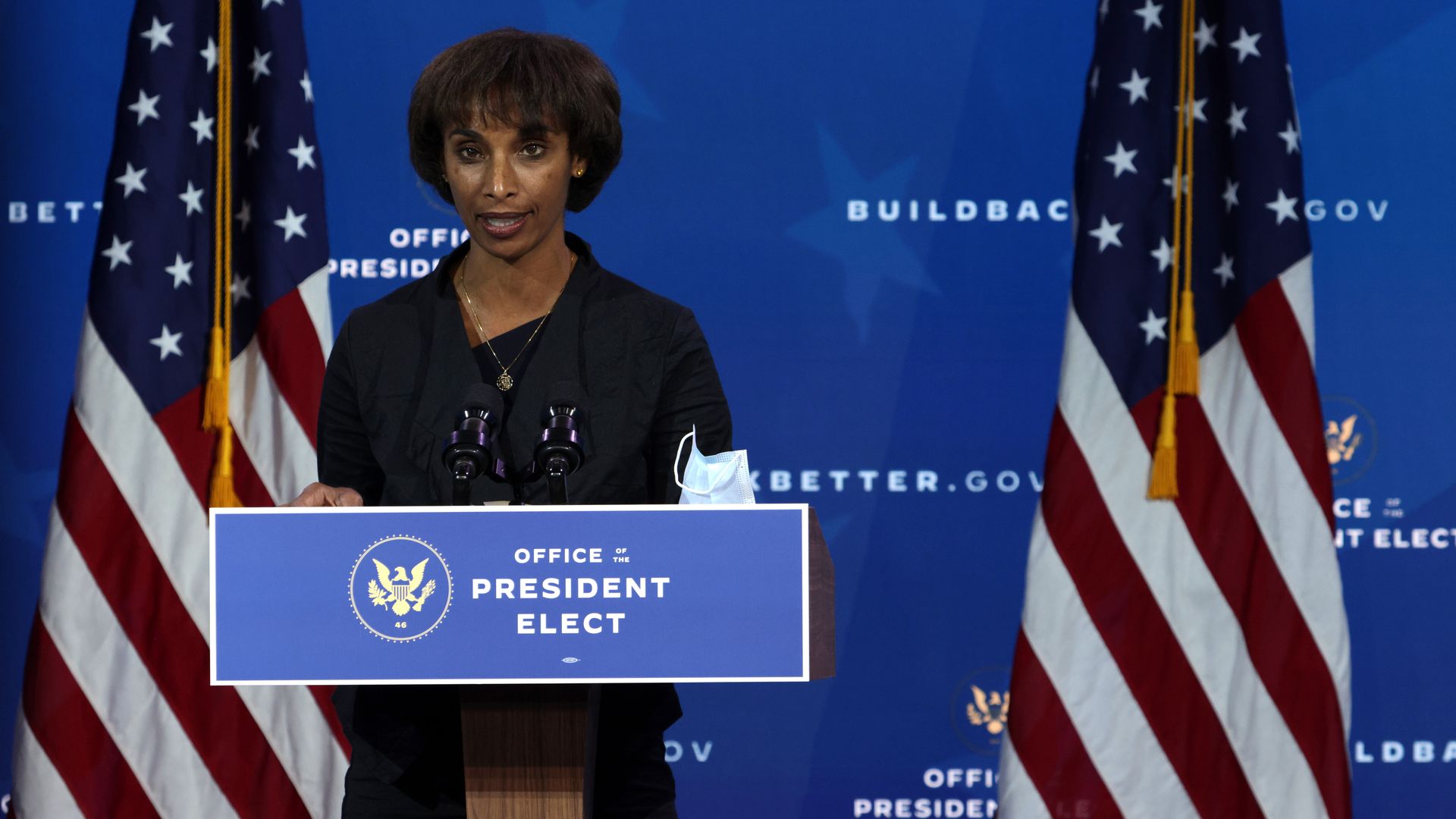 Cecilia Rouse speaking in Wilmington, Delaware, in December 2020.