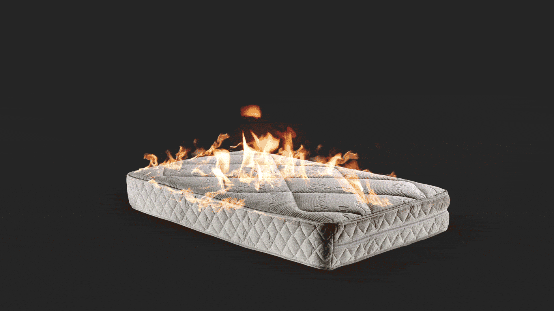 Animated illustration of a mattress on fire.