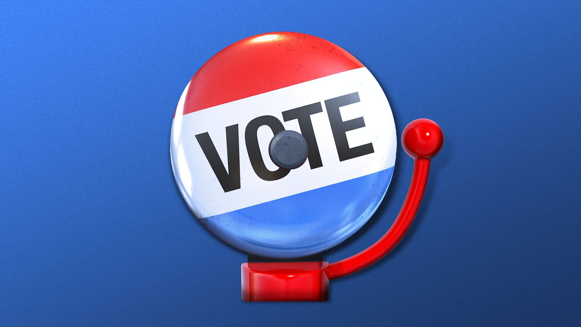 Illustration of a "vote" pin as a boxing ring bell