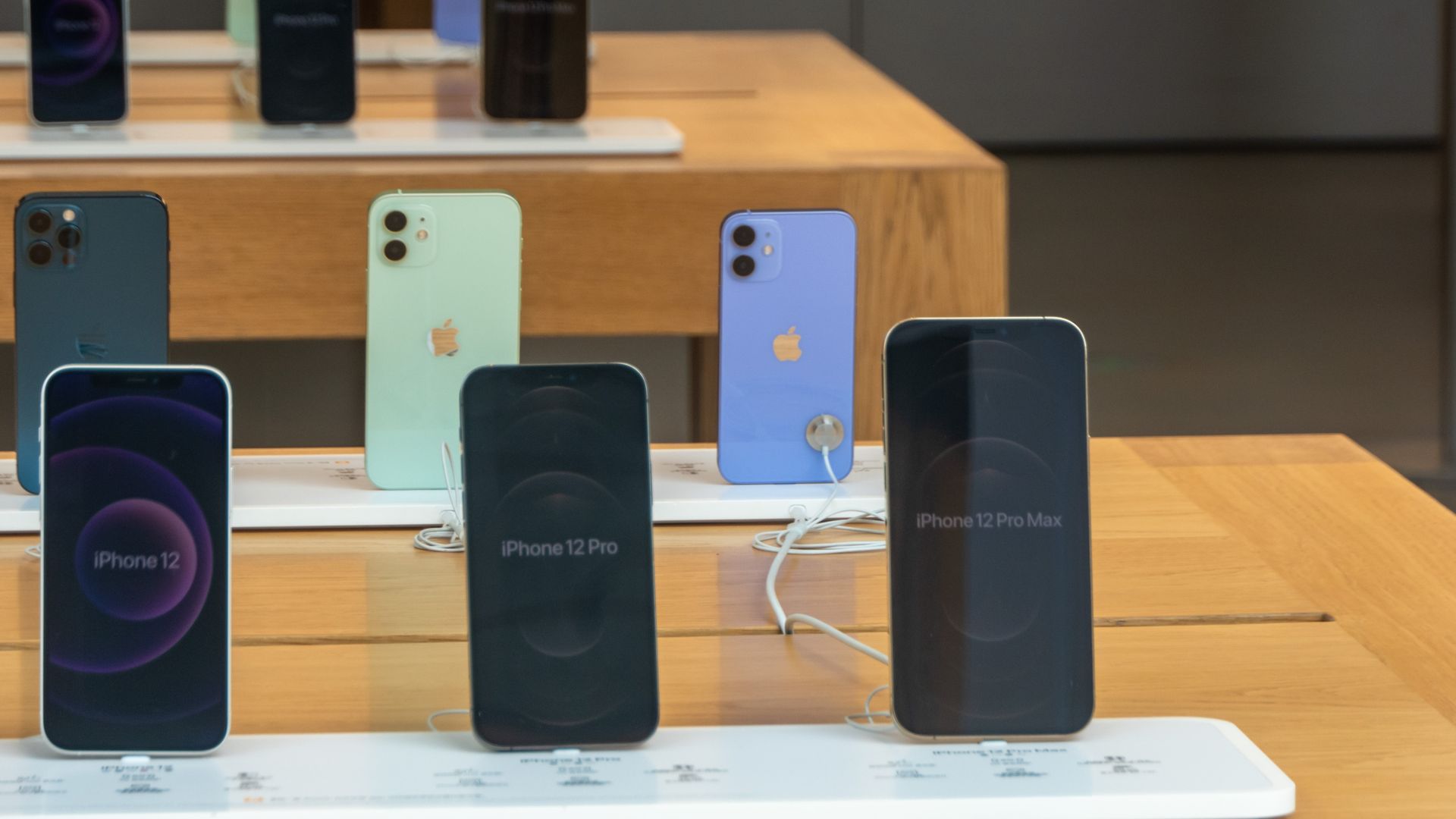 iPhone 12s displayed in Shanghai, China, in April 2020.