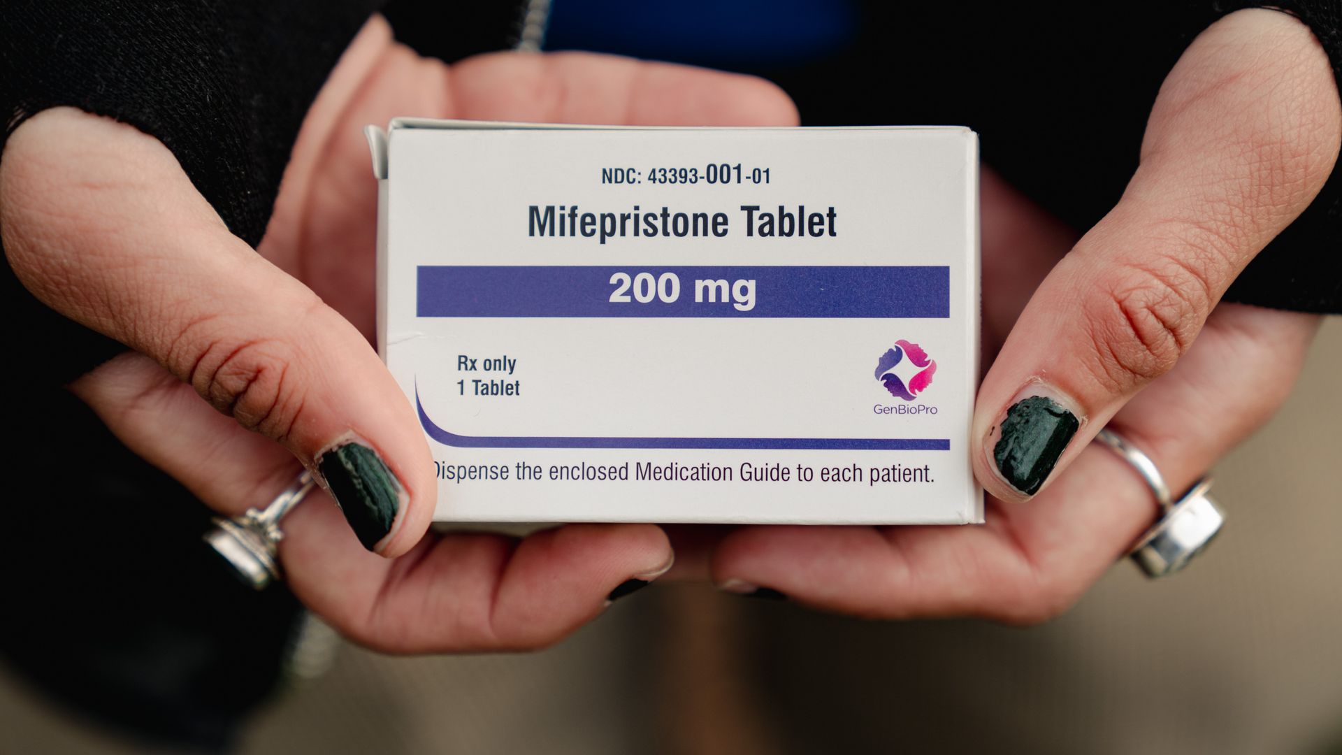 A box of mifepristone abortion pills