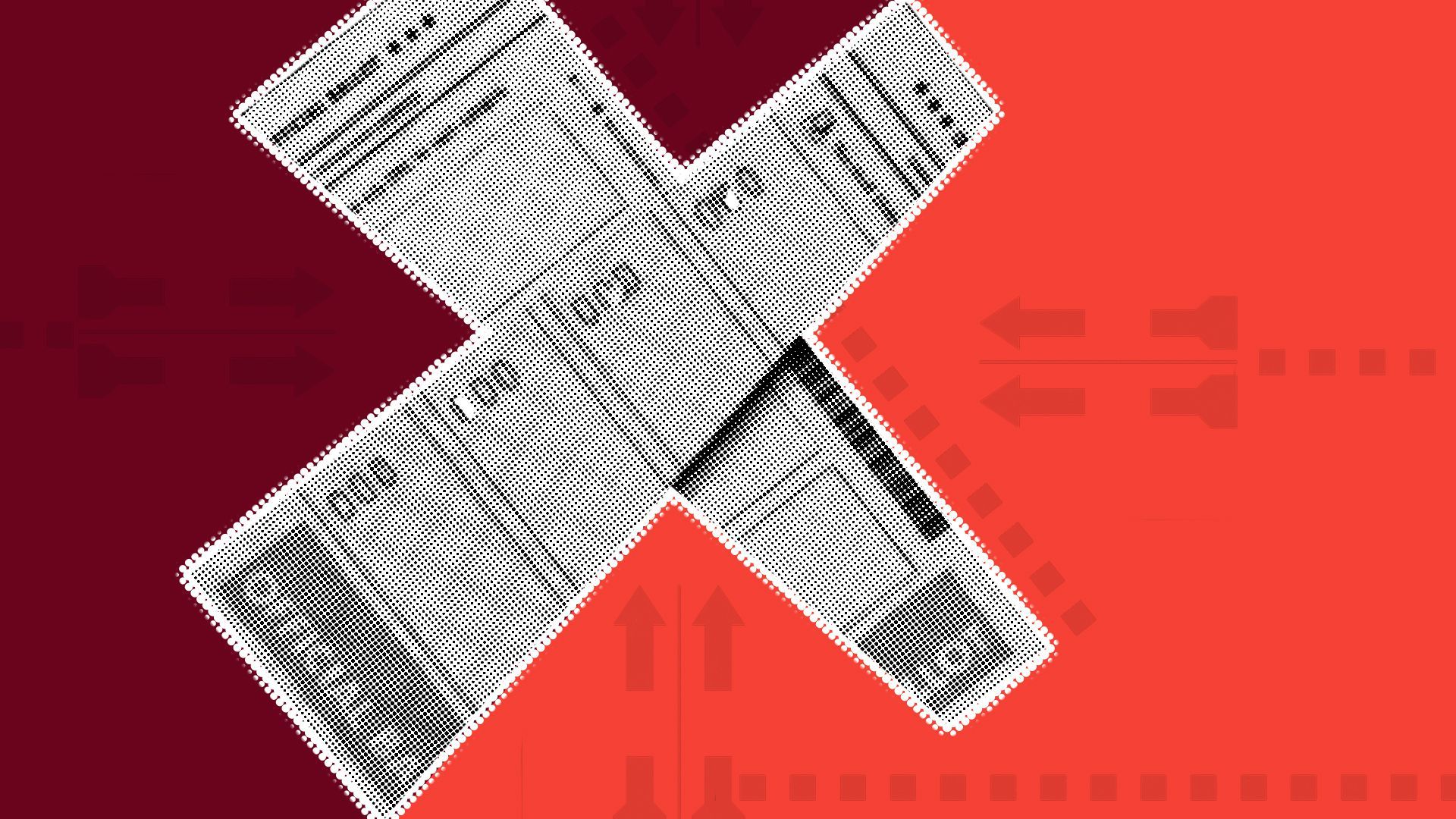 Illustration collage of a ballot torn in half, which each piece overlapping to form an "X"