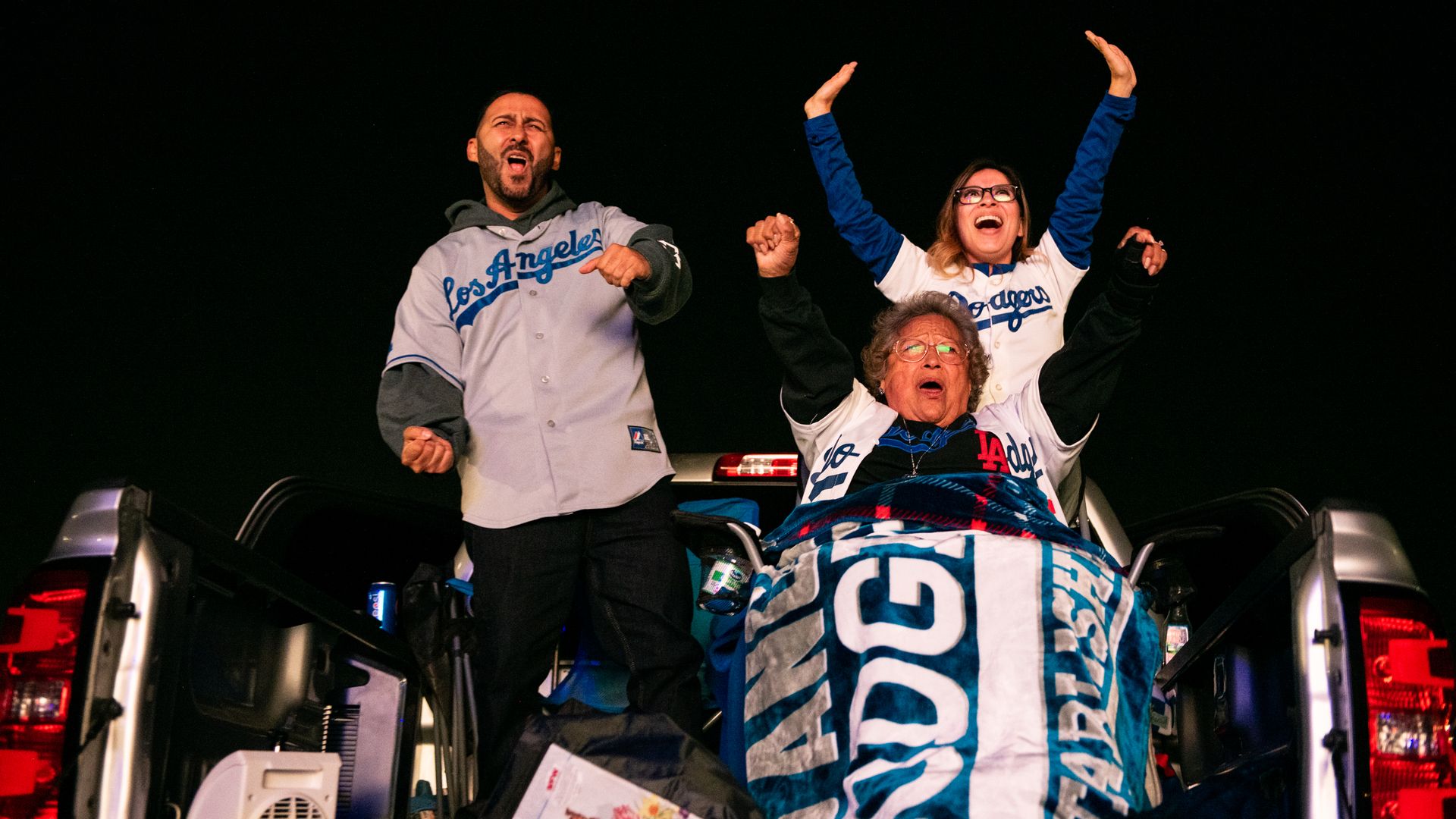 Dodgers fans celebrating