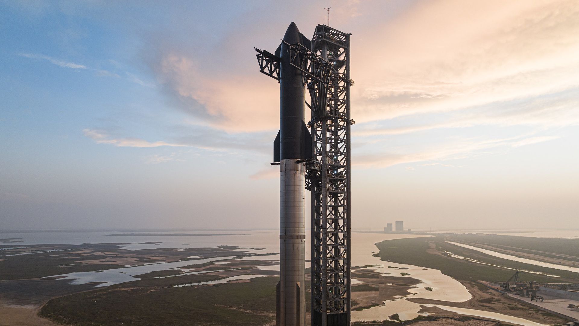 SpaceX's Starship stands on a launch pad in Texas